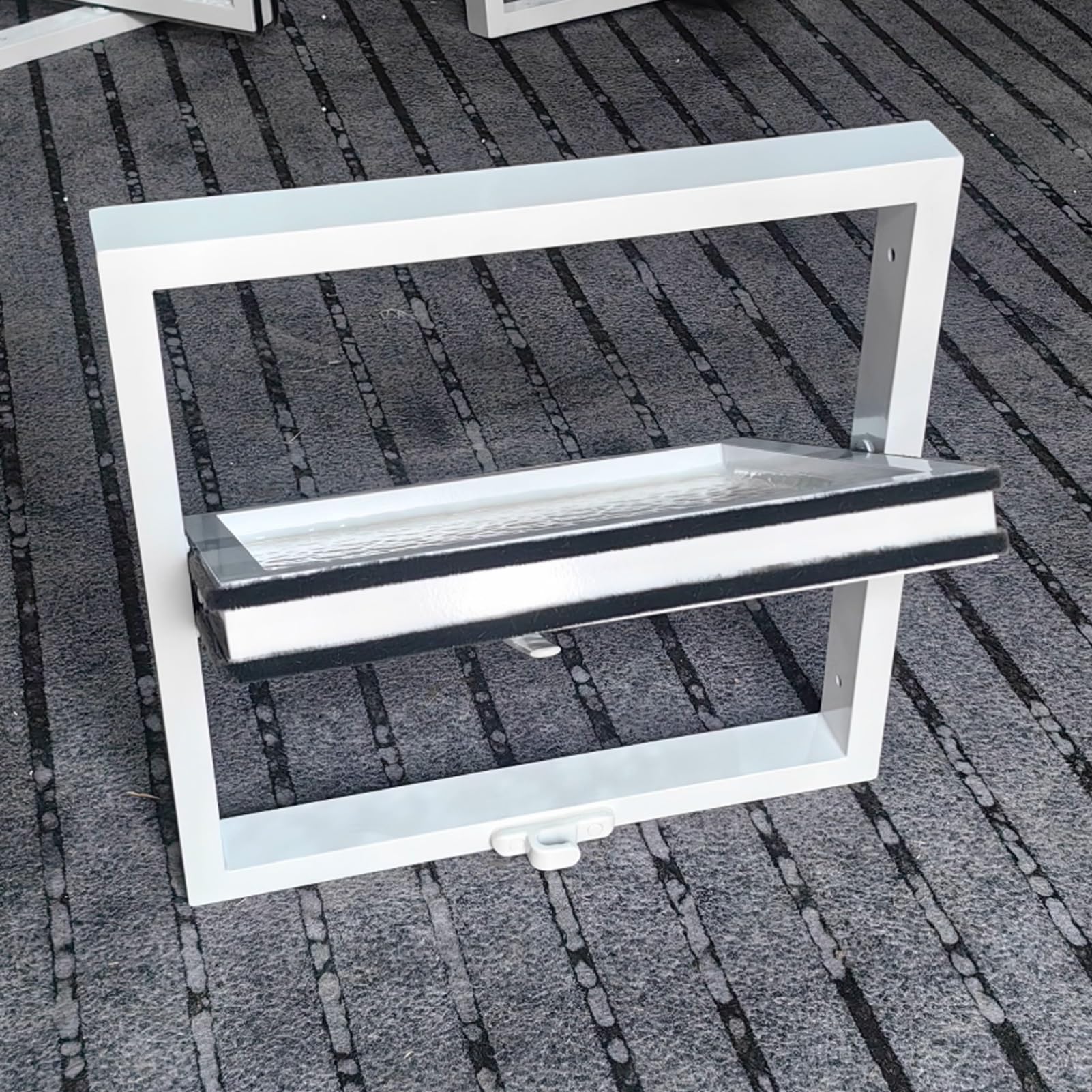 Finestra Di Ventilazione Della Lega Di Alluminio, Finestra A Oblò In Vetro Temperato Con Maniglia, Per Bagno, Seminterrato(White,50cm/19.6in)