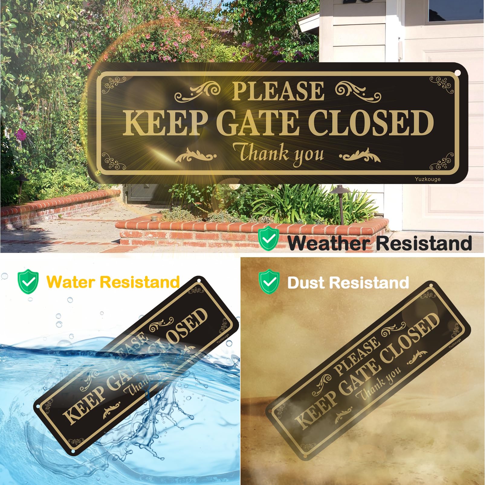 Cartello "Please Keep Gate Closed", confezione da 2, 25,4 x 7,6 cm, in alluminio antiruggine, resistente alle intemperie, resistente allo sbiadimento, facile da montare.