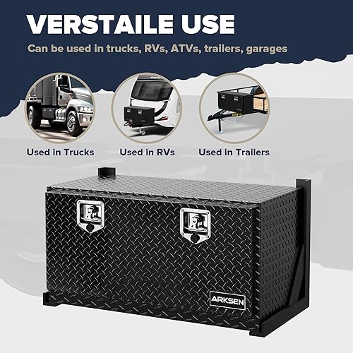 Miniatura 3 de ARKSEN - Caja de herramientas de aluminio con placa de diamante de 36 pulgadas, para camioneta, cuatrimoto, remolque, con cerradura y llave, color