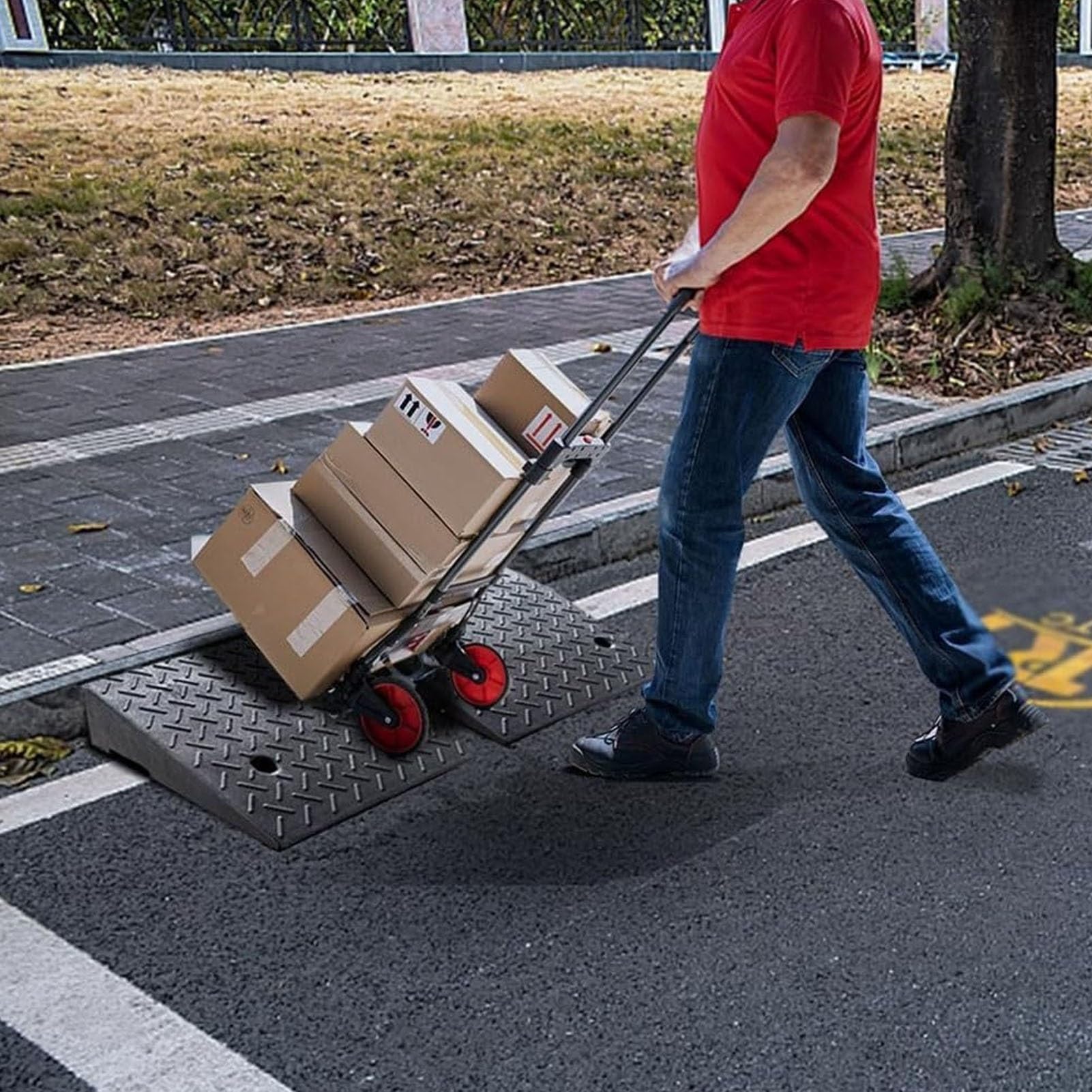 Gumowa rampa krawężnikowa do podjazdów o wysokości 13 cm, antypoślizgowa rampa do kosiarek dla seniorów, zwierząt domowych, skuterów, motocykli, rowerów, samochodów o niskim profilu