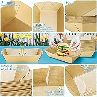 Vista 3 de MotBach Paquete de 100 bandejas de papel extra grandes de 5 libras, botes de papel desechables, bandeja de papel kraft resistente para servir