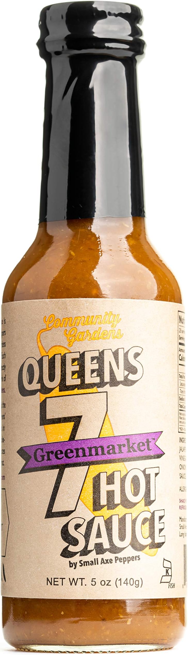Small Axe Peppers, Queens 7 Hot Sauce - All Natural, Kosher, non-GMO, Community Garden Grown Ghost Pepper Gourmet Hot Sauce, Featured on HOT ONES!