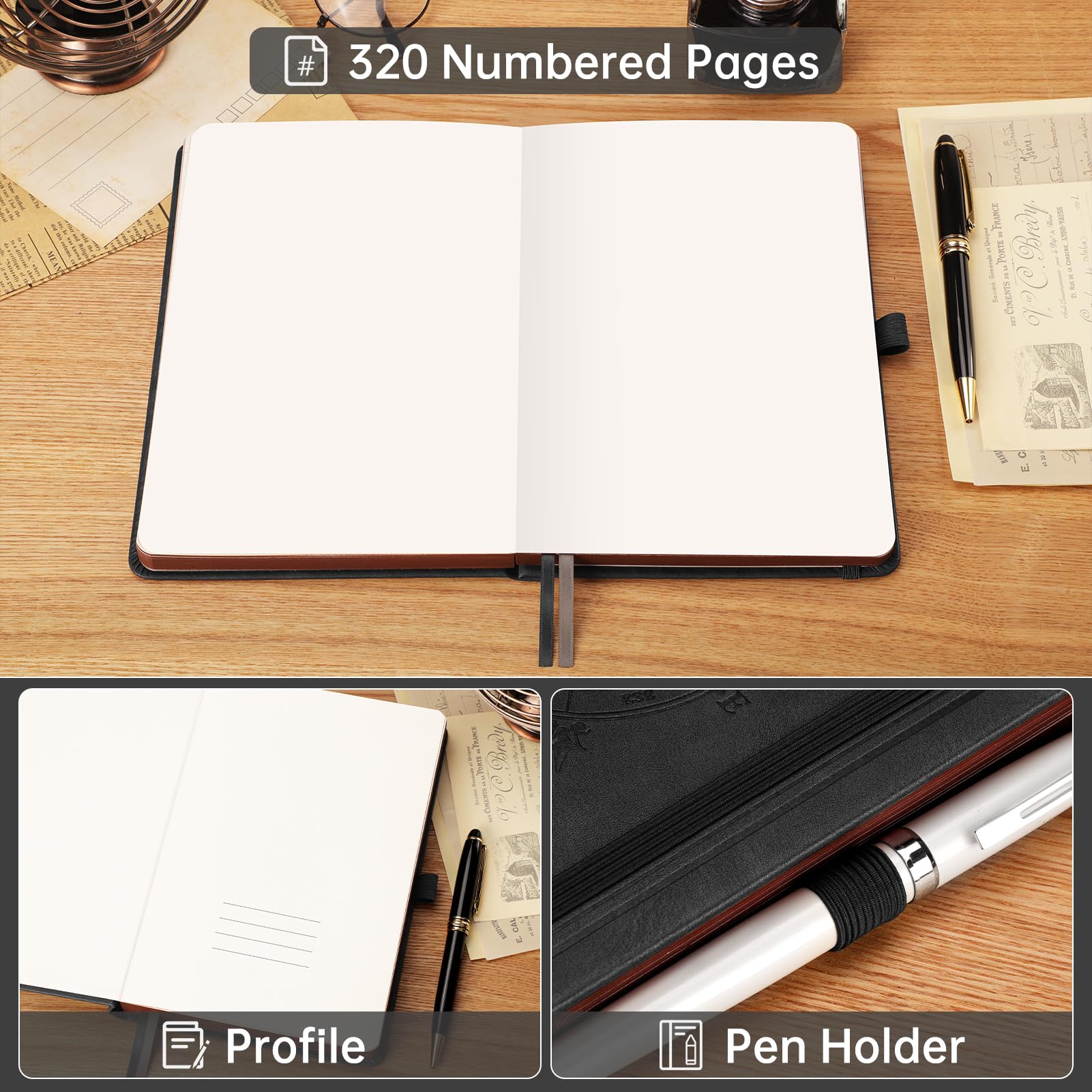 AUTEMPO A5 Blank Journal Notebook, 320 Pages Hardcover Thick Note book with 100 GSM Paper, for Men & Women - Image 4