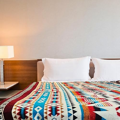 Miniatura 3 de Alpaca Wool Throw Blanket - Alpaca Blanket Queen Size - Blanket Queen Size - Cobija de Alpaca - Handmade Blankets Soft and Warm Vino, Naranja,