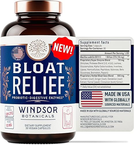 Miniatura 9 de Alivio de la hinchazón probiótico y enzimas digestivas  Cúrcuma, hinojo, bromelina IBS suplemento  Cápsulas deshinchables de gas desintoxicante