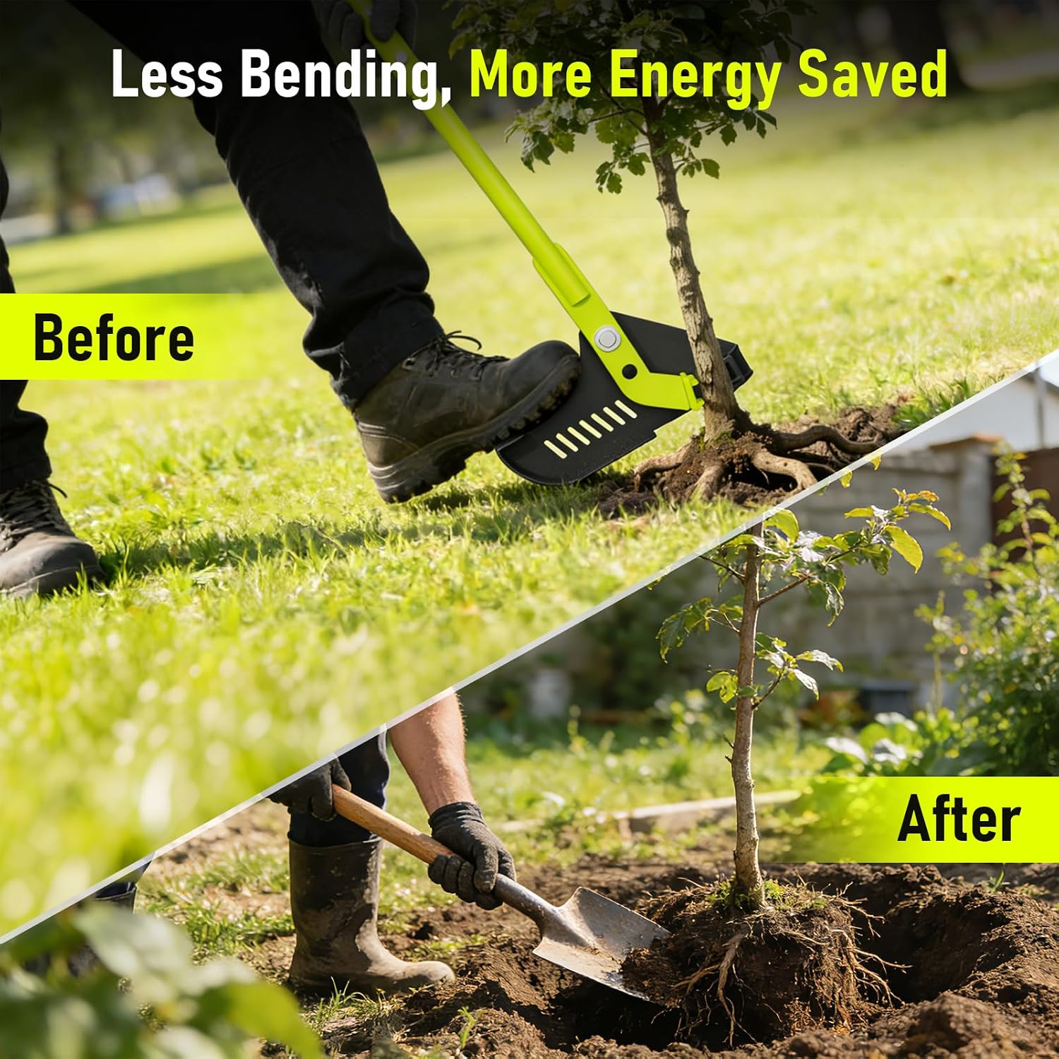 2-in-1 High-Leverage Puller & Root Cutting Tool – Uproots Up to 1/4" Woody Stems, Multi-Functional Sapling Puller, Stake Puller with Detachable Root Cutting Tool for Garden, Farm, Landscaping