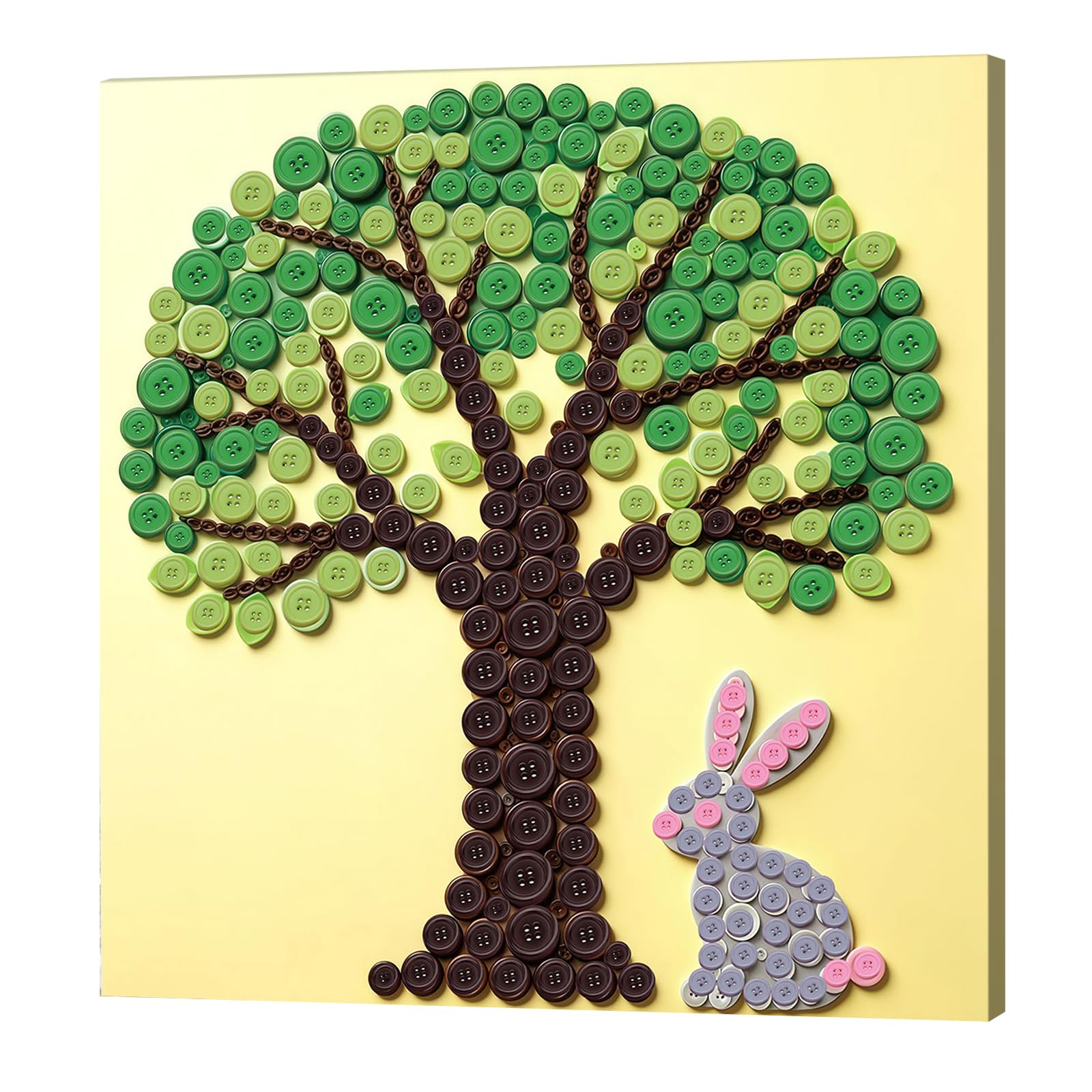 POETRYDRAW Rabbit and Tree DIY Button Painting Kit 30x30cm with Frame
