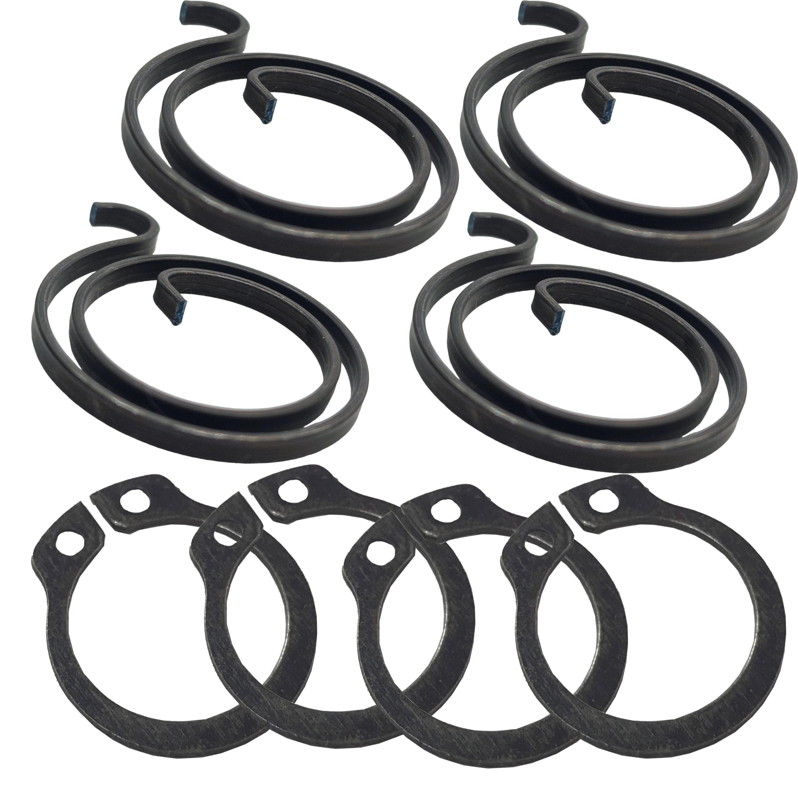 Door Handle Spring & Circlip Repair Kit, Pack of 4 Sets – 2 Turn 2.5mm Heavy Duty Metal Coil Springs with Matching Circlips for Lever Handles, UPVC, Composite & Internal Door Repair Parts