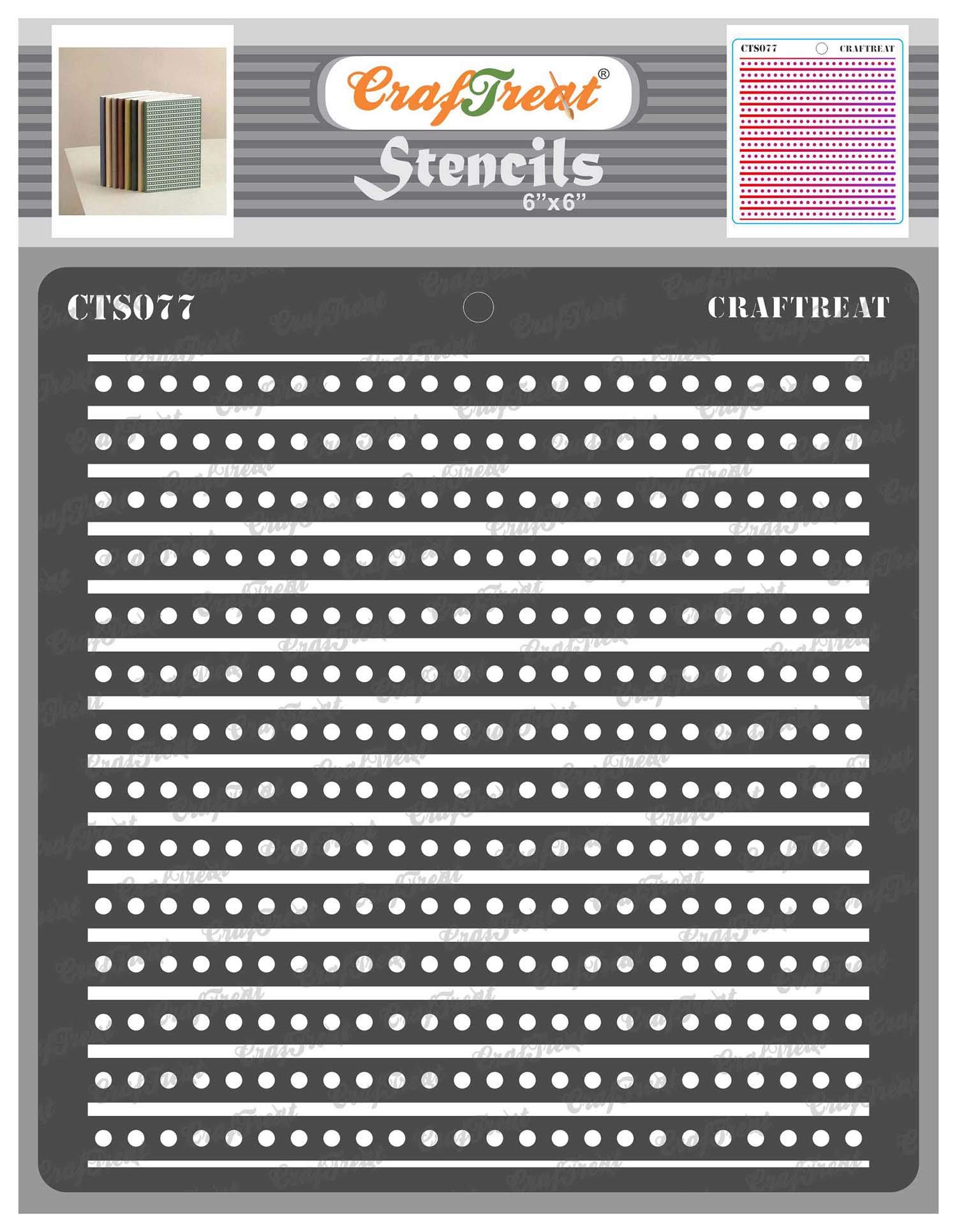 CrafTreat Geometric Stencils for Painting on Wood, Wall, Tile, Canvas, Paper, Fabric and Floor - Dotted Stripes Stencil - 6x6 Inches - Reusable DIY Art and Craft Stencils - Dotting Stencil Template