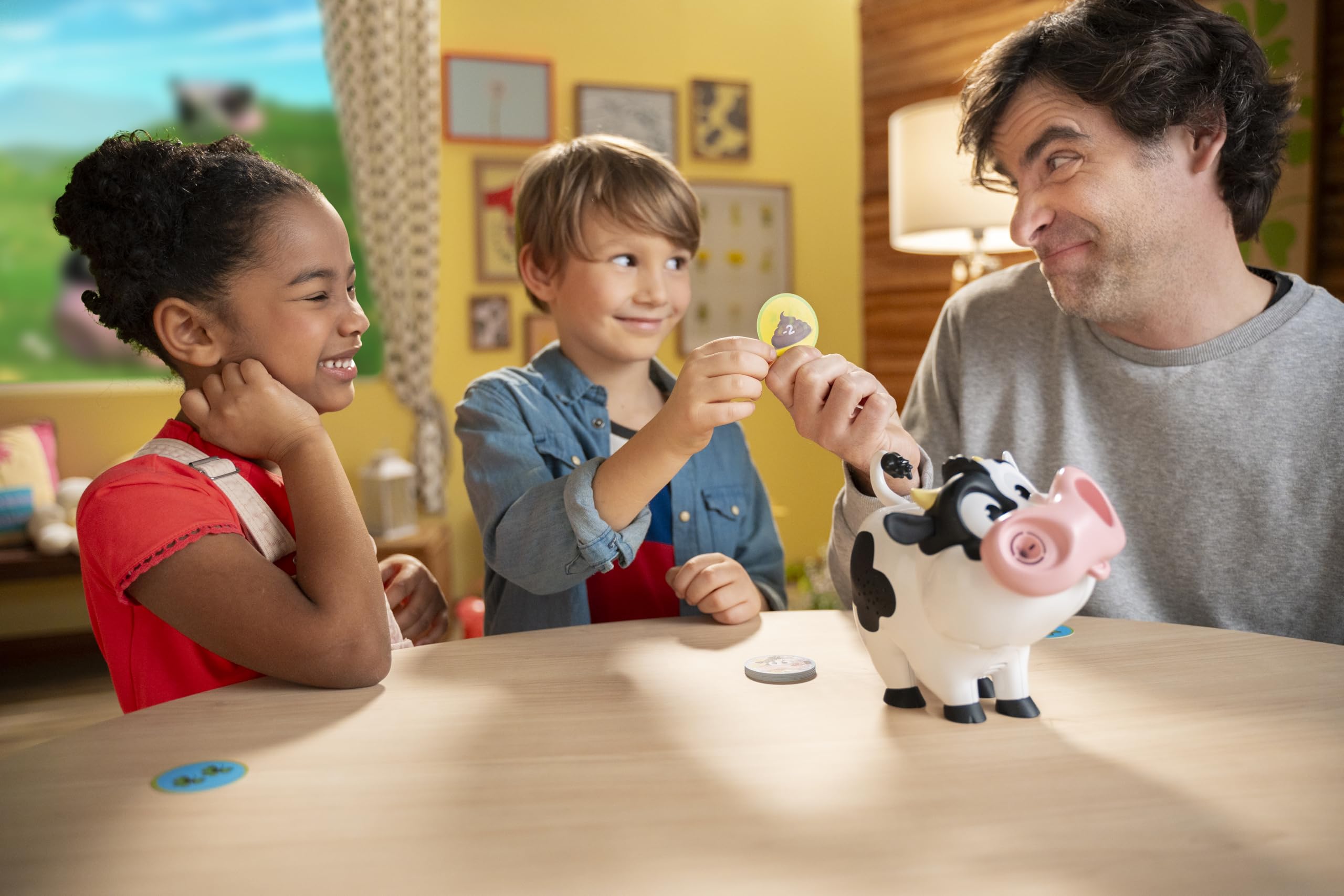 Goliath - MUU MUU ACHUU - Gioco in Scatola per Bambini dai 4 Ann - Mucca Simpatica che Fa Bolle con Suoni e Starnuto - Stimola i Riflessi - per 2-4 Giocatori - 20 Minuti, Versione Multilingue
