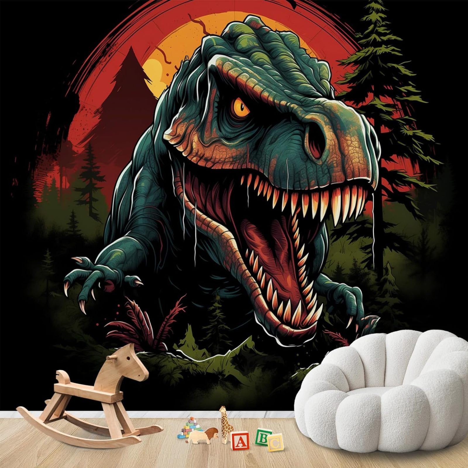 hgjdjhnf Photo Wallpaper, Dinosaur, Non-Woven, Modern, Living Room, Bedroom, Children's Room,Decoration, Motif Wallpaper,200cmx140cmSticker - Background- Painting - Poster