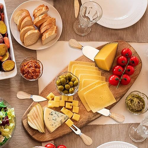 Miniatura 5 de Juego de cuchillos de queso de 12 piezas, acero inoxidable y madera, cubiertos de fiesta, viajes, servir cena, rebanar, untar, herramientas para