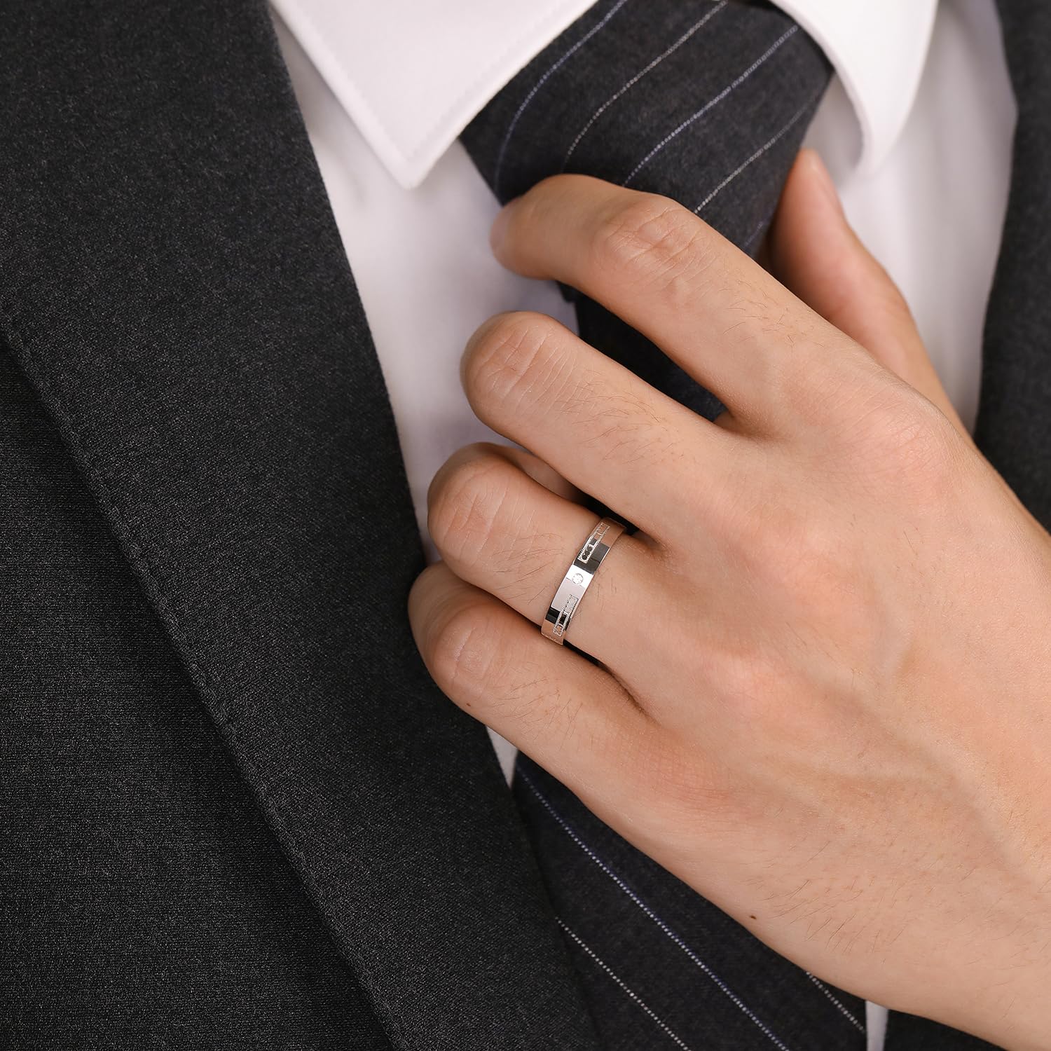 Meissa Anillo de Compromiso Boda Alianzas de Plata de Ley 925 para Pareja Anillos Ajustables con Circonita Mujer 3mm & Hombre 4mm Juego Nupcial Regalo, Juego de dos anillos (Grabado)