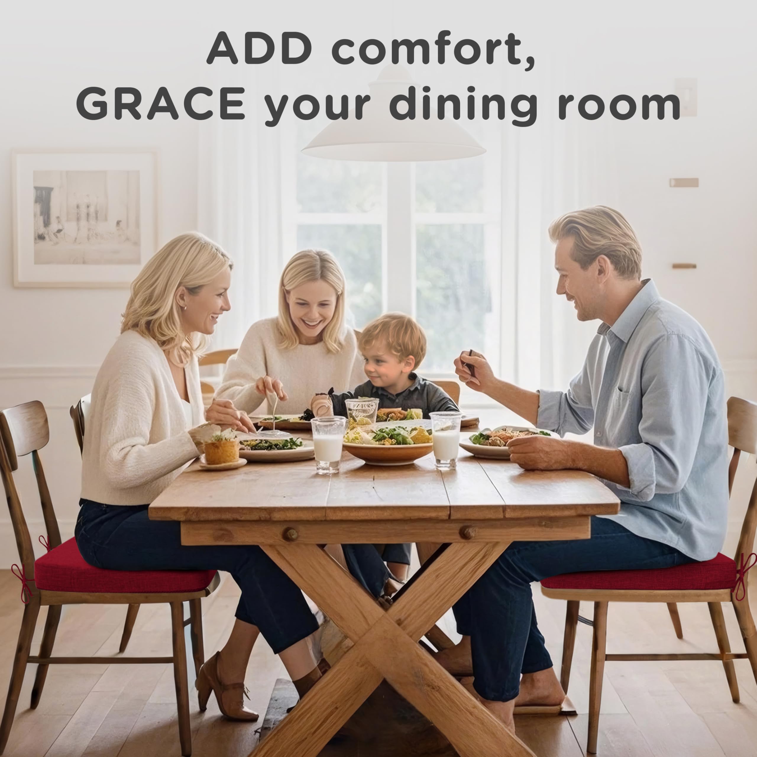 AddGrace Stuhlkissen für Esszimmer 6er Set, 40x40x5 cm, Rot