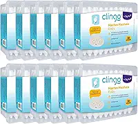 Clingo Kit Hastes Flexíveis de Algodão para Bebê, Pack 12 Caixas com 50 Unidades cada, Ponta Especial de Segurança, 100% Algodão Puro, Macio e Seguro.
