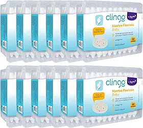 Clingo Kit Hastes Flexíveis de Algodão para Bebê, Pack 12 Caixas com 50 Unidades cada, Ponta Especial de Segurança, 100% Algodão Puro, Macio e Seguro.