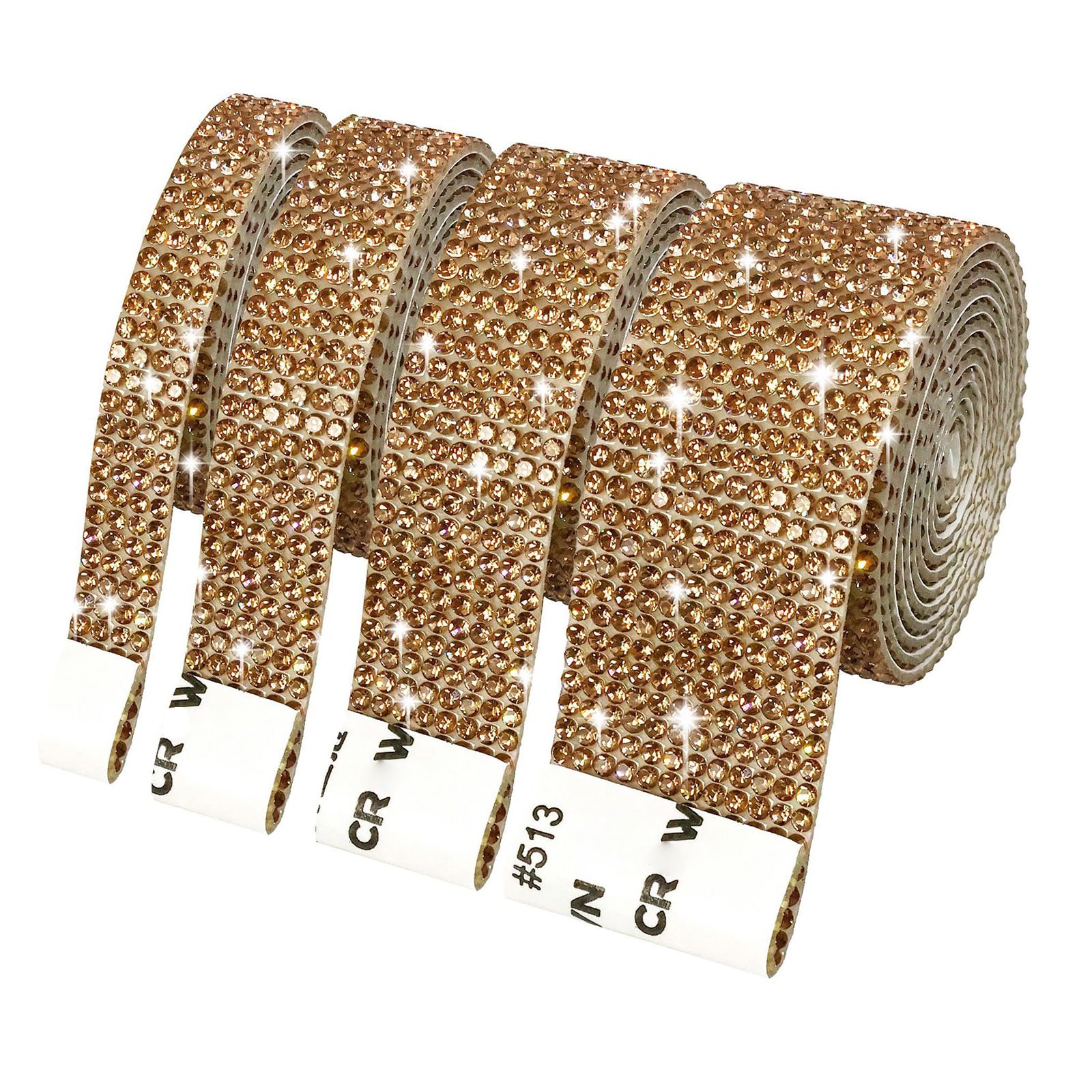 ZEPFJHE 4 Rolls Sparkling Rhinestones Ribbons Adhesive Rhinestones Tapes for Art Craft Cake Decoration Garment Making Costume Decorations