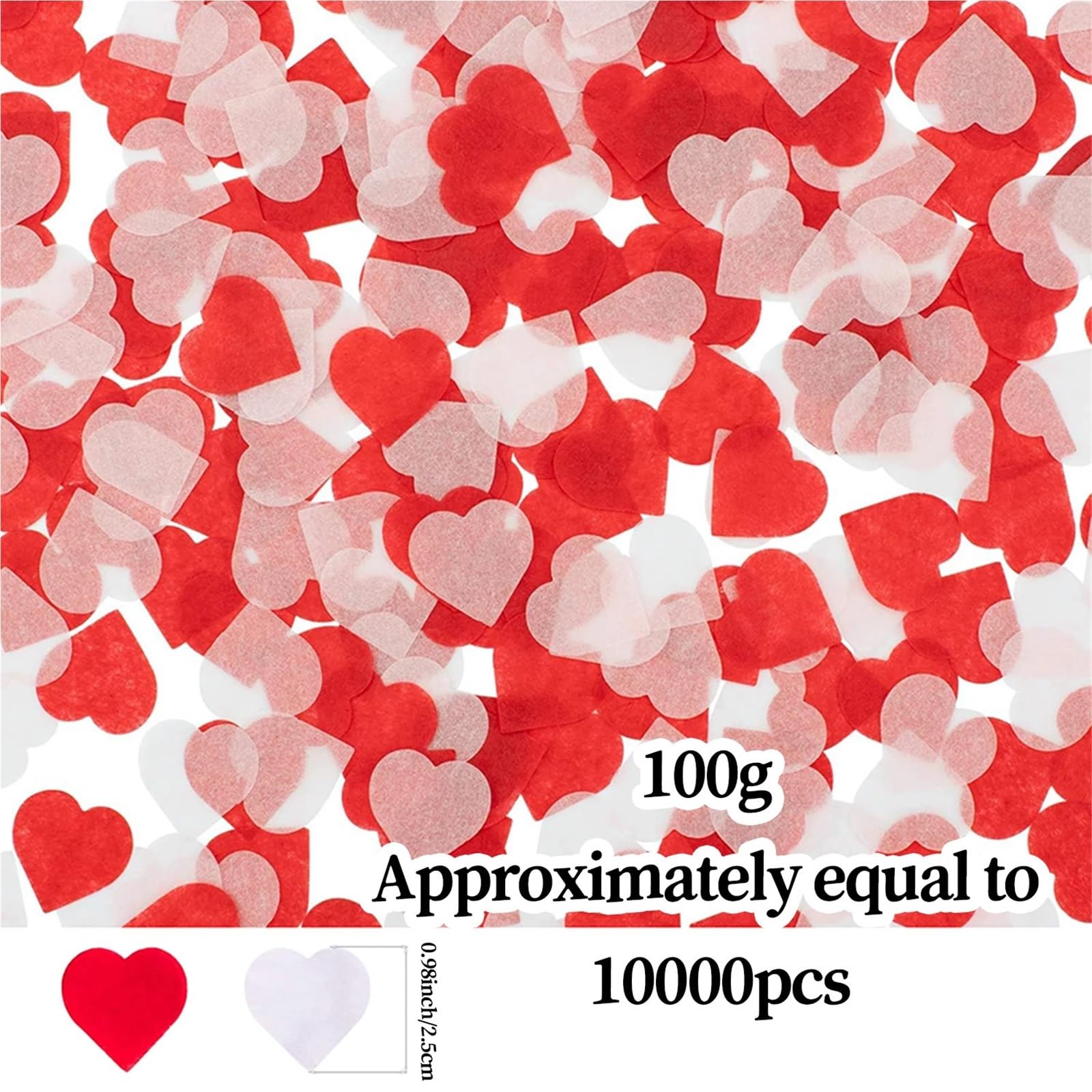 Konfetti 5 Beutel 50 g/100 g/Beutel Herzförmiges Herzpapier Valentinstag Tischdekoration, Hochzeit Handwurfkonfetti, Ballonfüllung (100 g)
