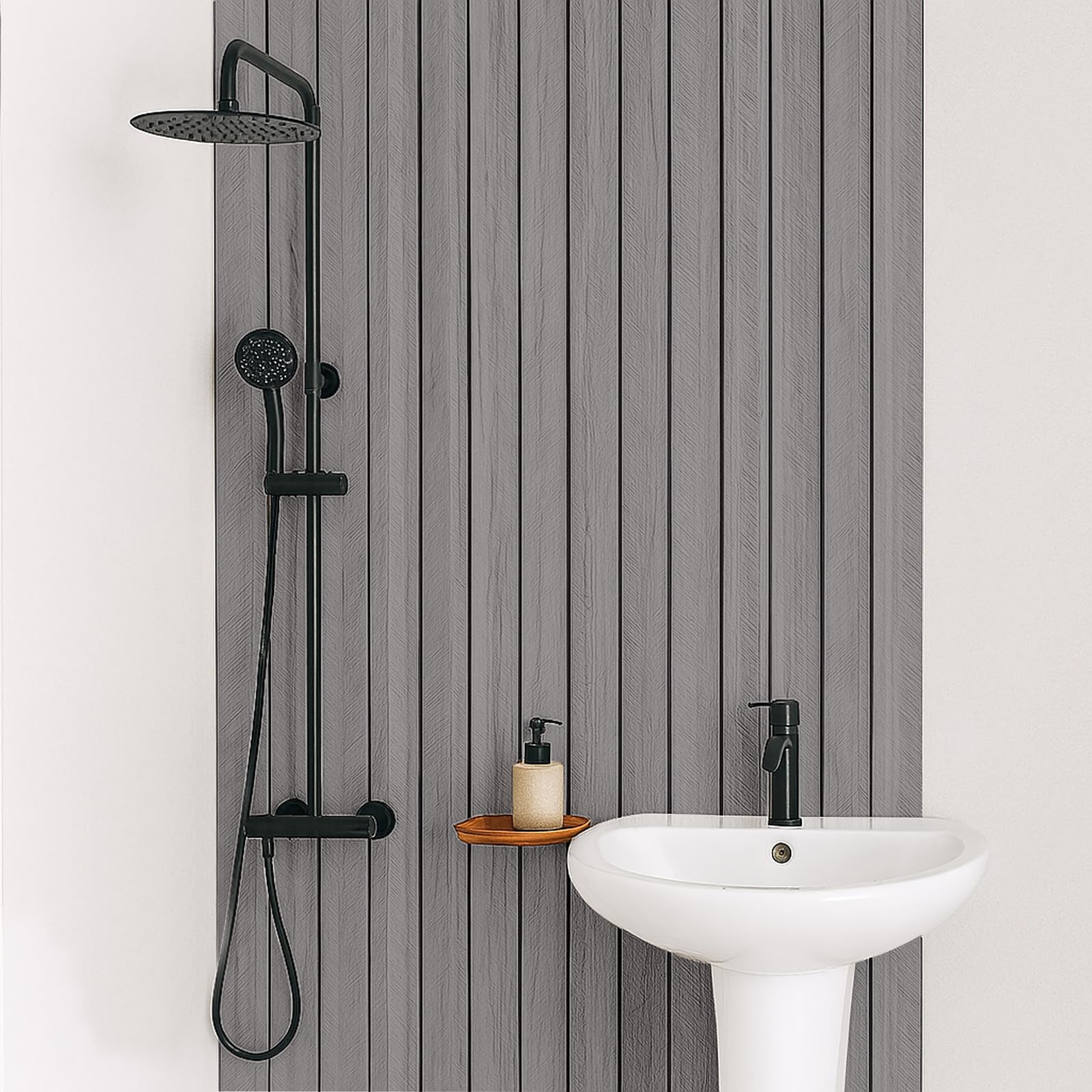 Pannelli acustici autoadesivi 300 x 40 cm, effetto legno 3D, pannello parete a lamelle per parete e soffitto, isolamento acustico, facili da installare, soggiorno, camera da letto, ufficio (GS004)