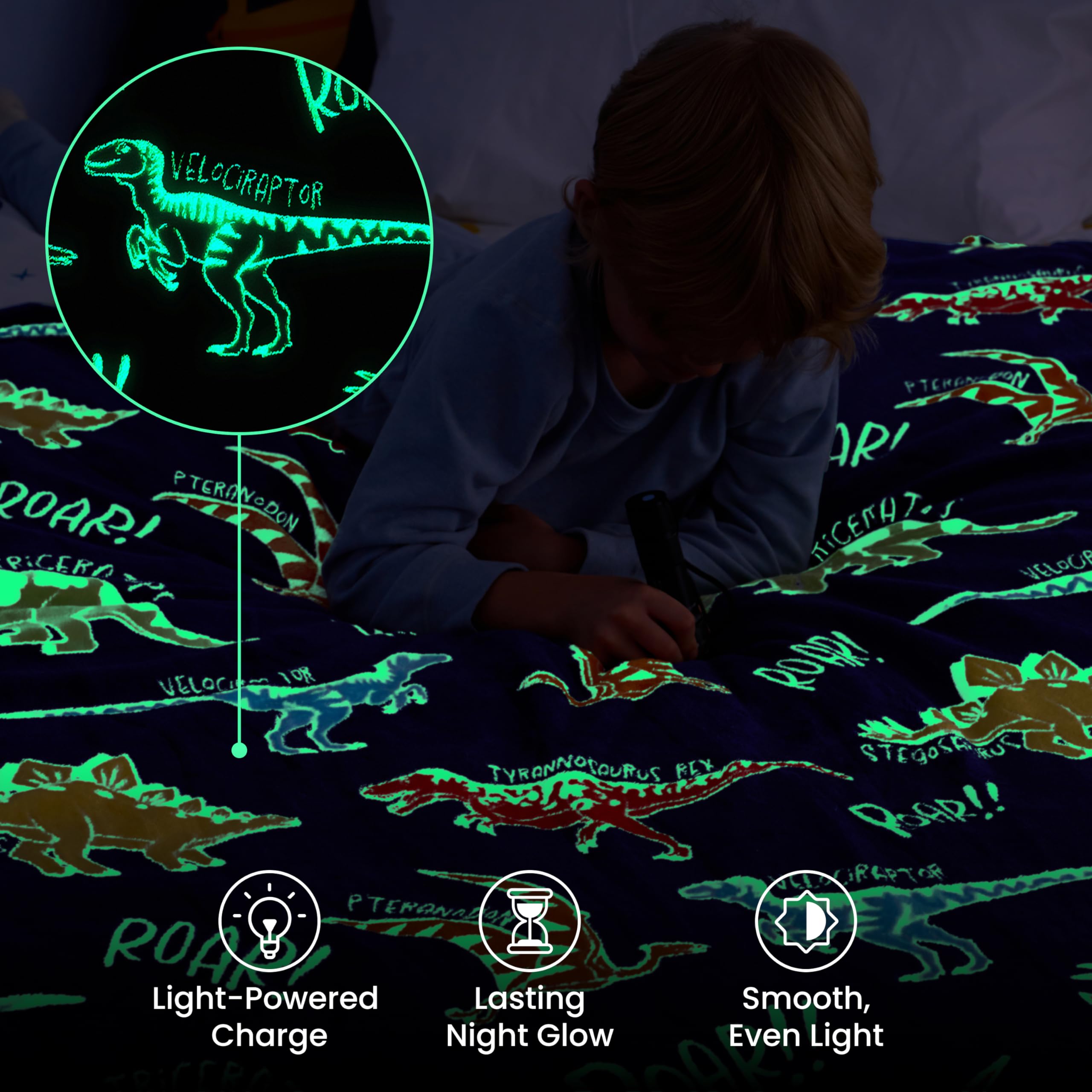 Glow in the Dark Dinosaur Blanket - Kids Gift -6
