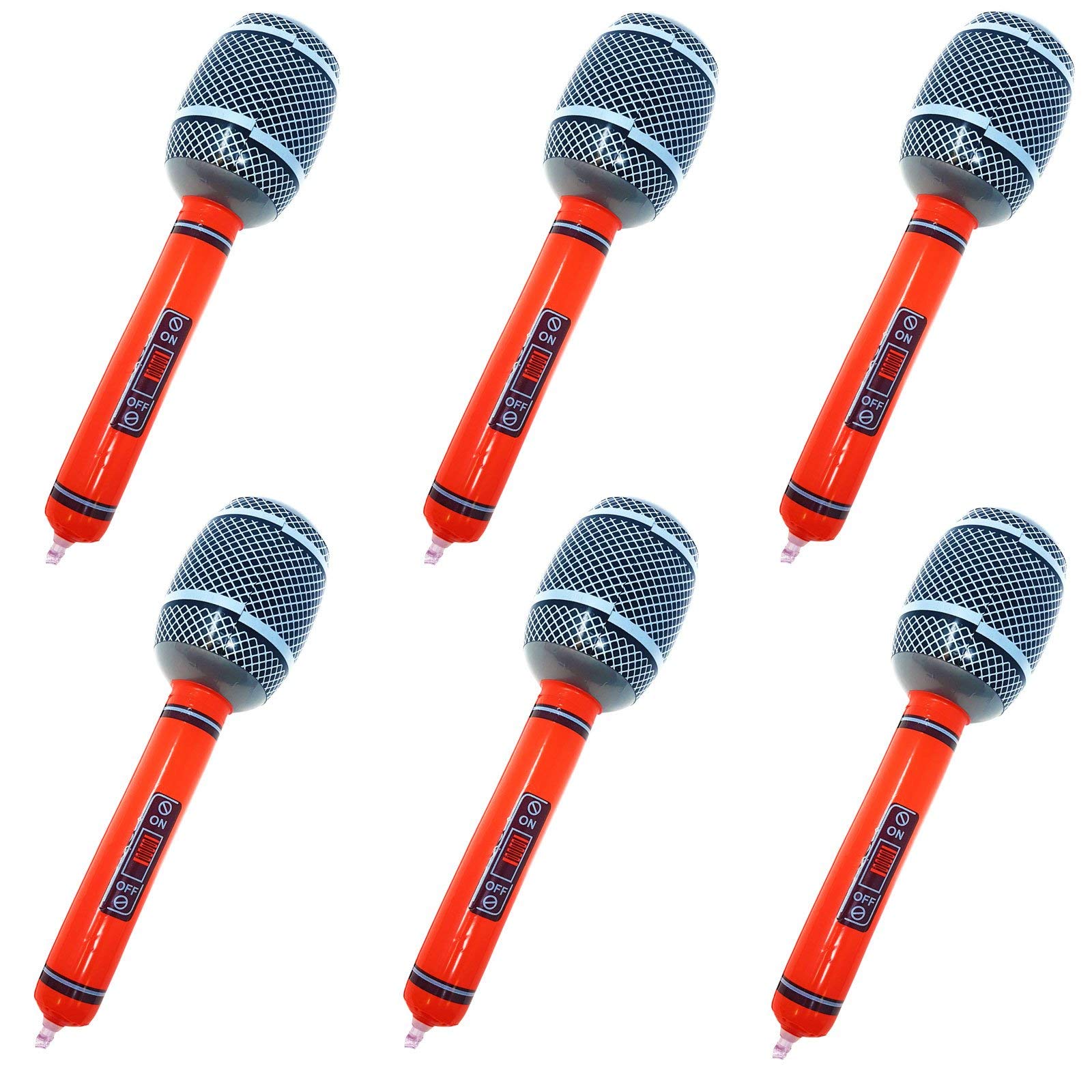 WS Accessories Inflatable Microphone 35cm [Red, Pack of 6]