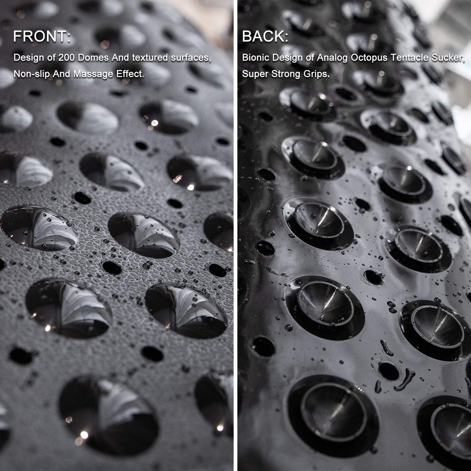 TEESHLY Bathtub Mats for Shower Tub Extra Long Non-Slip Bath Mat, Shower Mat with Drain Holes and Suction Cups - Image 4