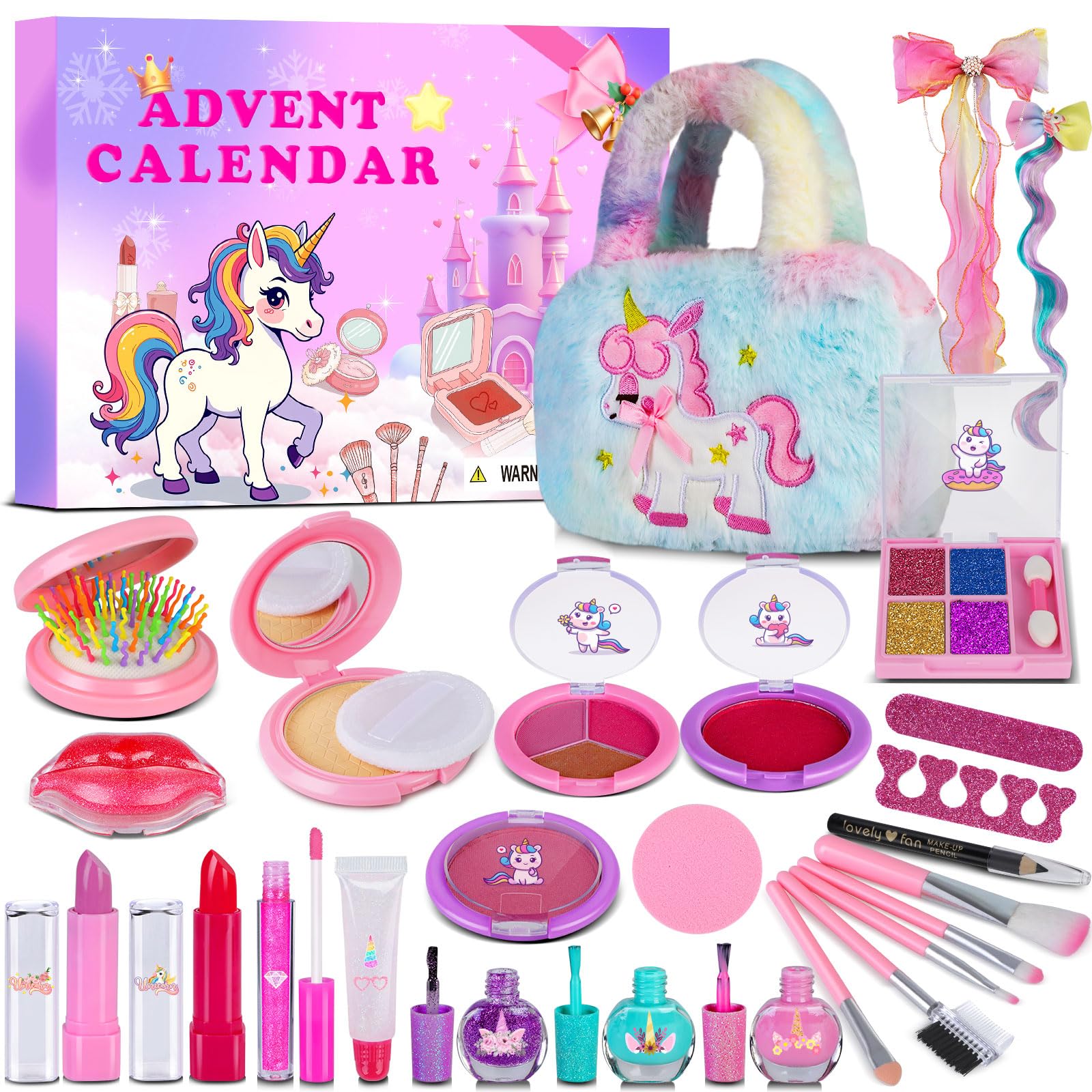 Makeup Advent Calendar 2025 for Children Girls 24 Days Beauty Advent Calendar Countdown Christmas Gifts Washable Cosmetics