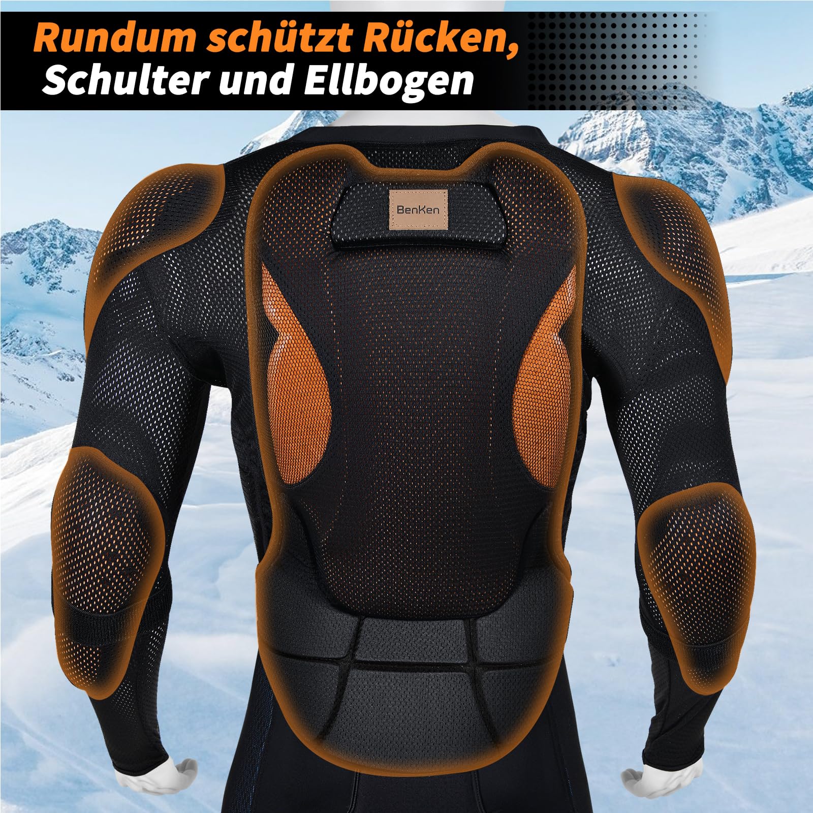 BenKen Schutzausrüstung Ski Weste Rückenprotektor, Outdoor Sport Anti-Kollision Rückenprotektor Skateboard Skifahren Eislaufen Mountainbike Motorrad Off-Road Jacke