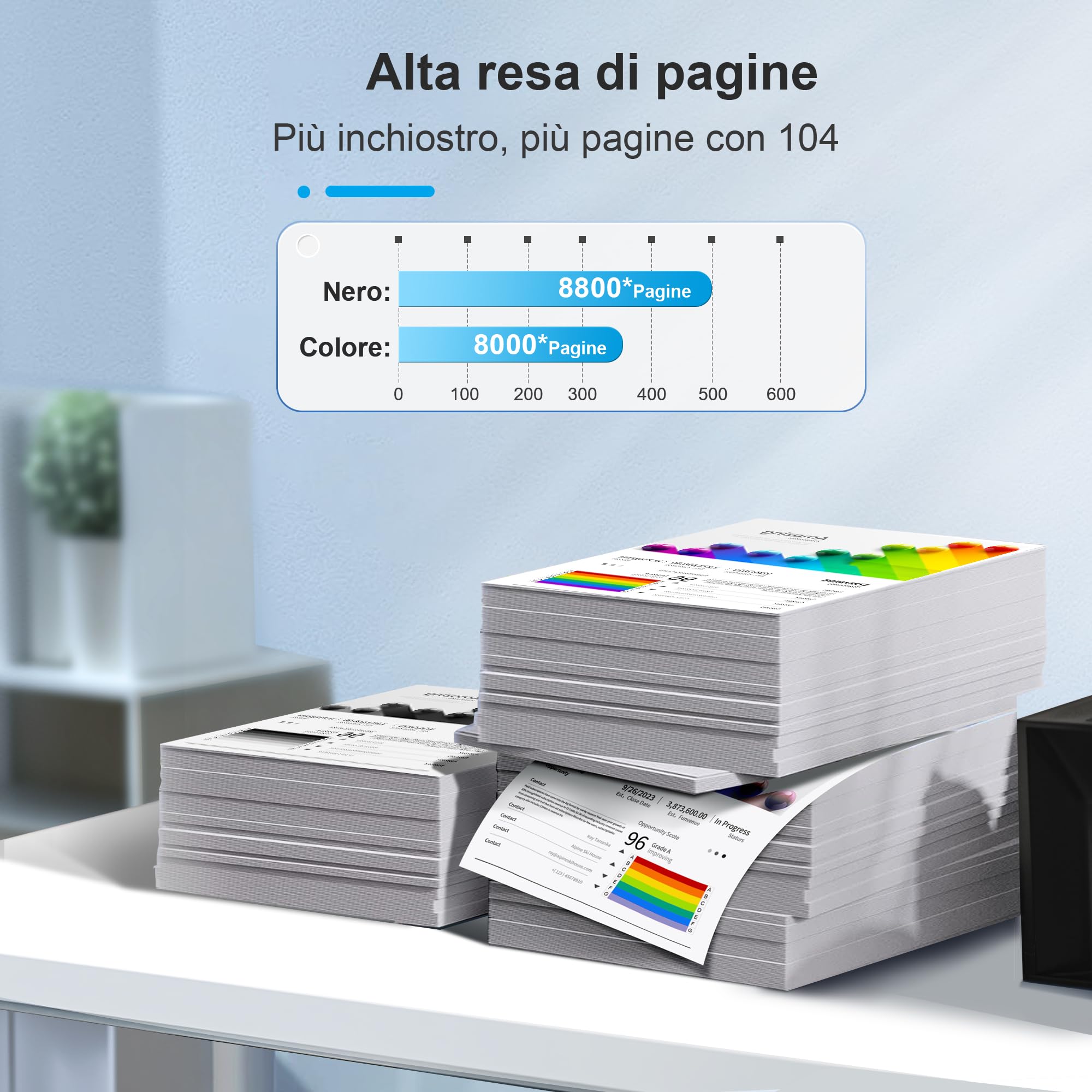 Coloran 104 Inchiostro Compatibile con Cartucce Epson 104 Ecotank Multipack per ET-5150 ET-1810 ET-2726 ET-2810 ET-2811 ET-2812 ET-2814 ET-2815 ET-2820 stampante (Nero Ciano Magenta Giallo, 5-Pack)