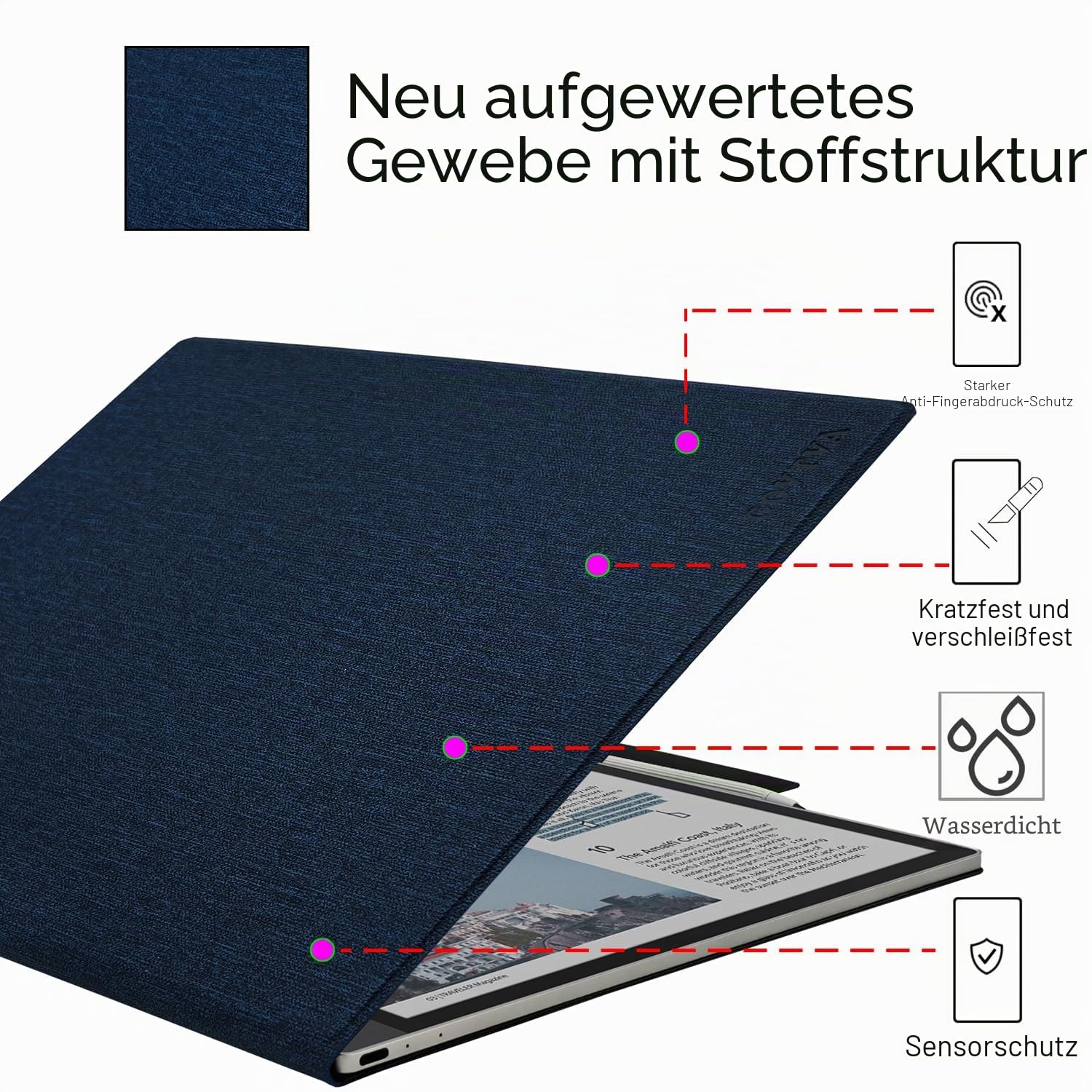 Schutzhülle mit magnetischem Ständer für Onyx Boox Tab X C 13.3 Color/Boox Note Max 13.3 (2025/2024), ultradünn, leicht, Leder, mit magnetischer Stiftschnalle, automatischer Schlaf-/Wachmodus
