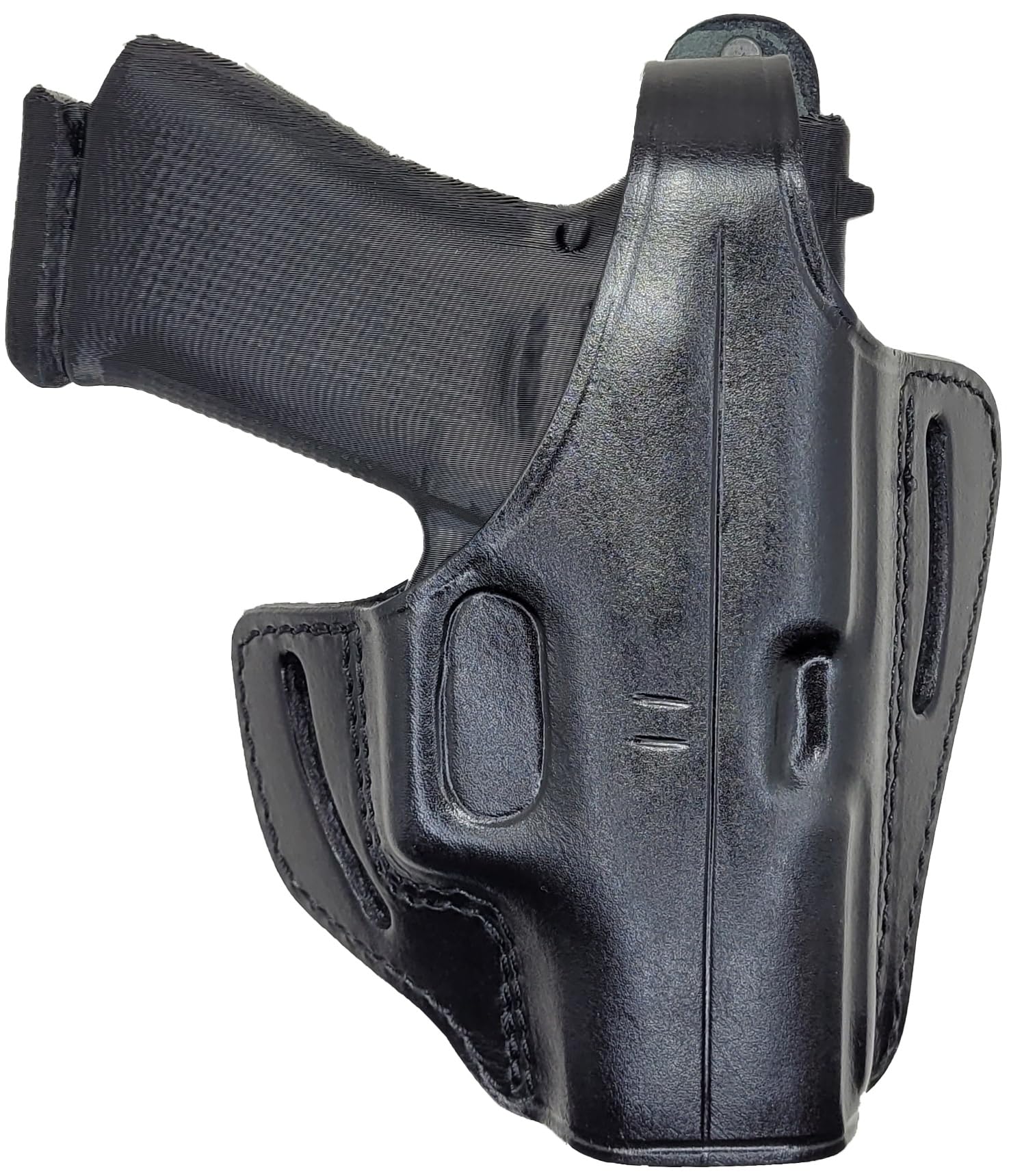 Leather OWB Holster for Glock 43 - OWB Holster for Glock 43x - for G42 43 43X Mos, Rgr SR22 LC9s EC9s, Taurus GX4 - Leather Holsters for Glock 42 - Calfskin Thumb Break Pancake Holsters
