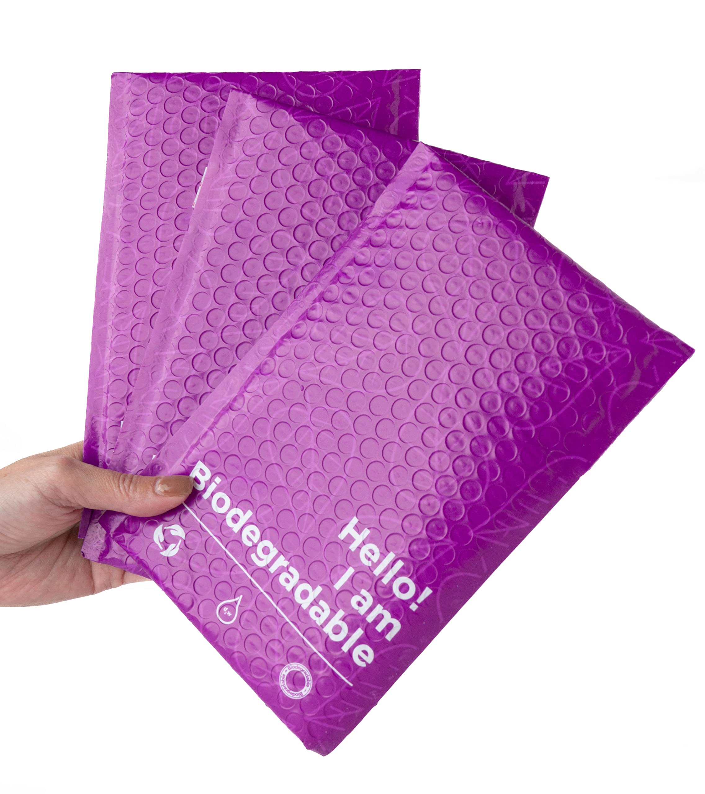 Kipulu™ Purple Biodegradable Bubble Mailers 6x10 (25 Pack) - Decorative Padded Envelopes for Shipping - Compostable Boutique Packaging Bags - Self