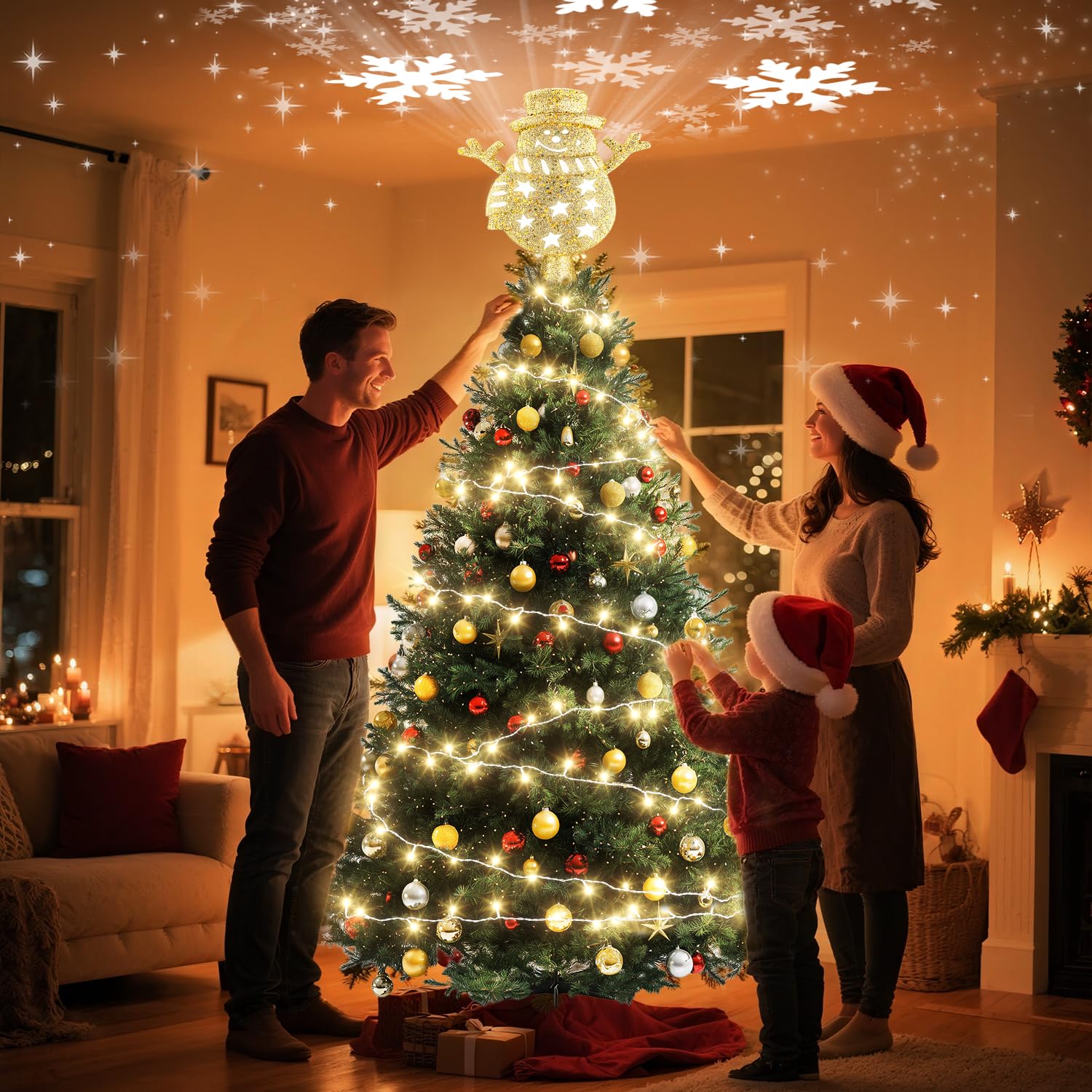 Snapklik.com : Snowman Christmas Tree Topper Lighted, Twinkle Led