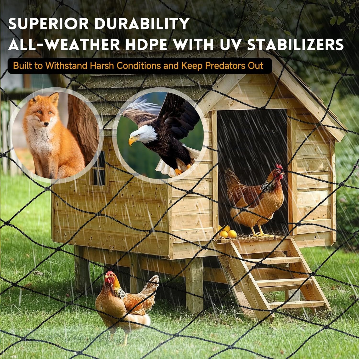 NEWFUN Rete Anti Uccelli,Reti Uccelli,Rete antiuccelli (15 m x 15 m),da 25 mm, tessuta extra forte, per uccelli, per gatti, riutilizzabile, Allontana Gli Animali