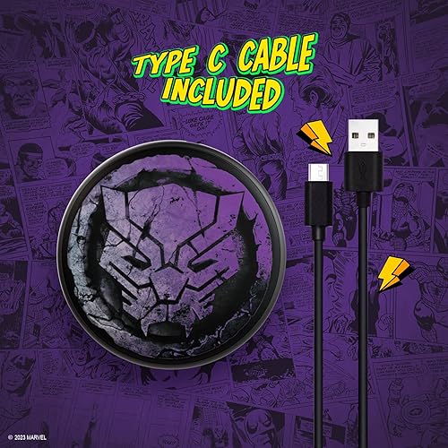 Miniatura 3 de Marvel Avengers - Almohadilla de carga inalámbrica Black Panther, estación de carga inalámbrica de 10 W con indicador LED para todos los