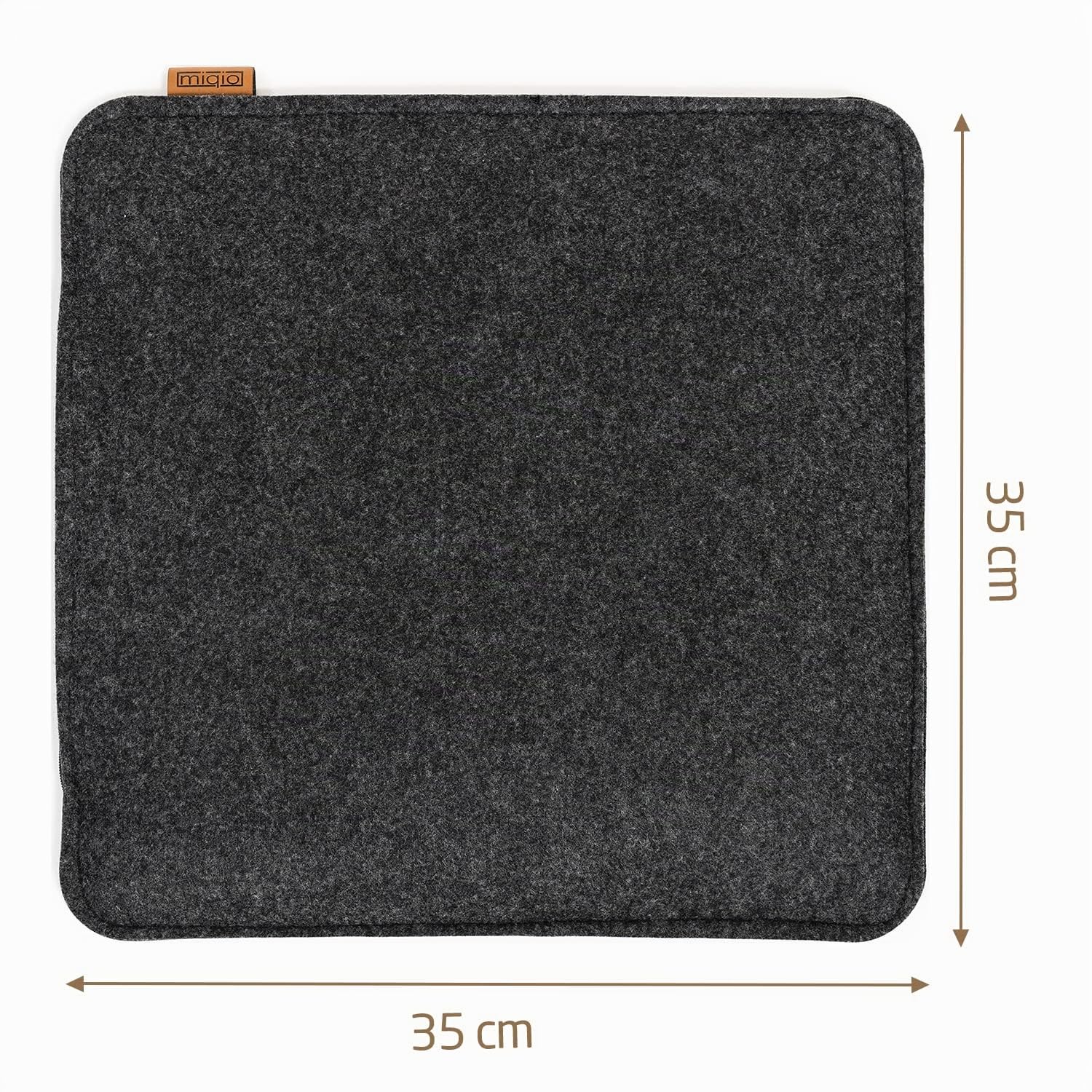 Miqio Design Filz Sitzkissen Eckig mit Antirutschnoppen | 35cm | 4er-Set | Indoor und Outdoor | Nachhaltig aus recycelten PET Flaschen | Waschbare Stuhlkissen rutschfest | Dunkelgrau