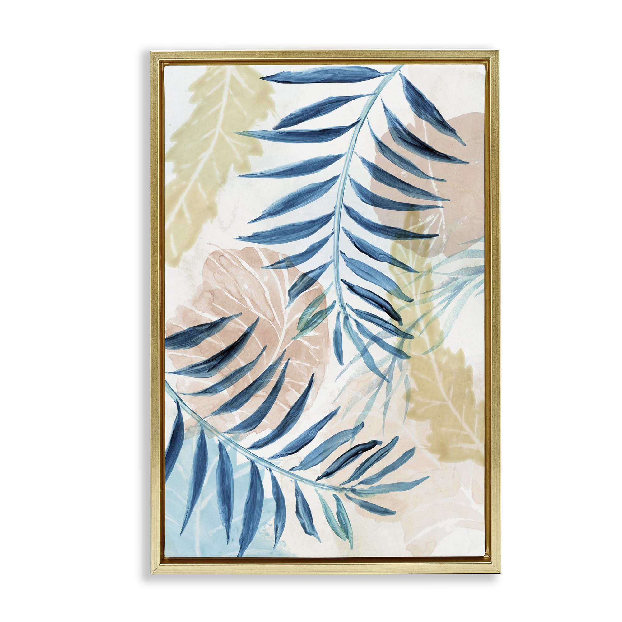 Stupell Industries Metallic Gold (Matte) 'Palm Fronds In Pastel Haze'| Floating Frame Canvas Art