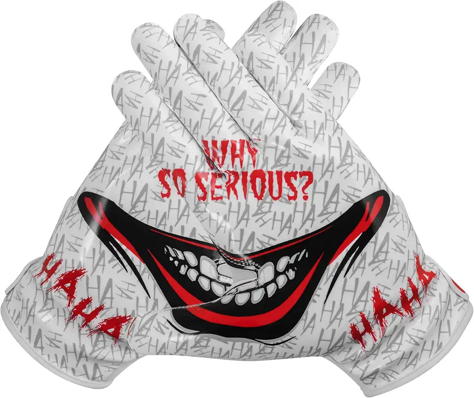 Youth Football Gloves American Reciever Villain Football Gloves for Adult Men Women and Boys with Super Sticky Silicone Grip Palms Ultimate Performance Boosters