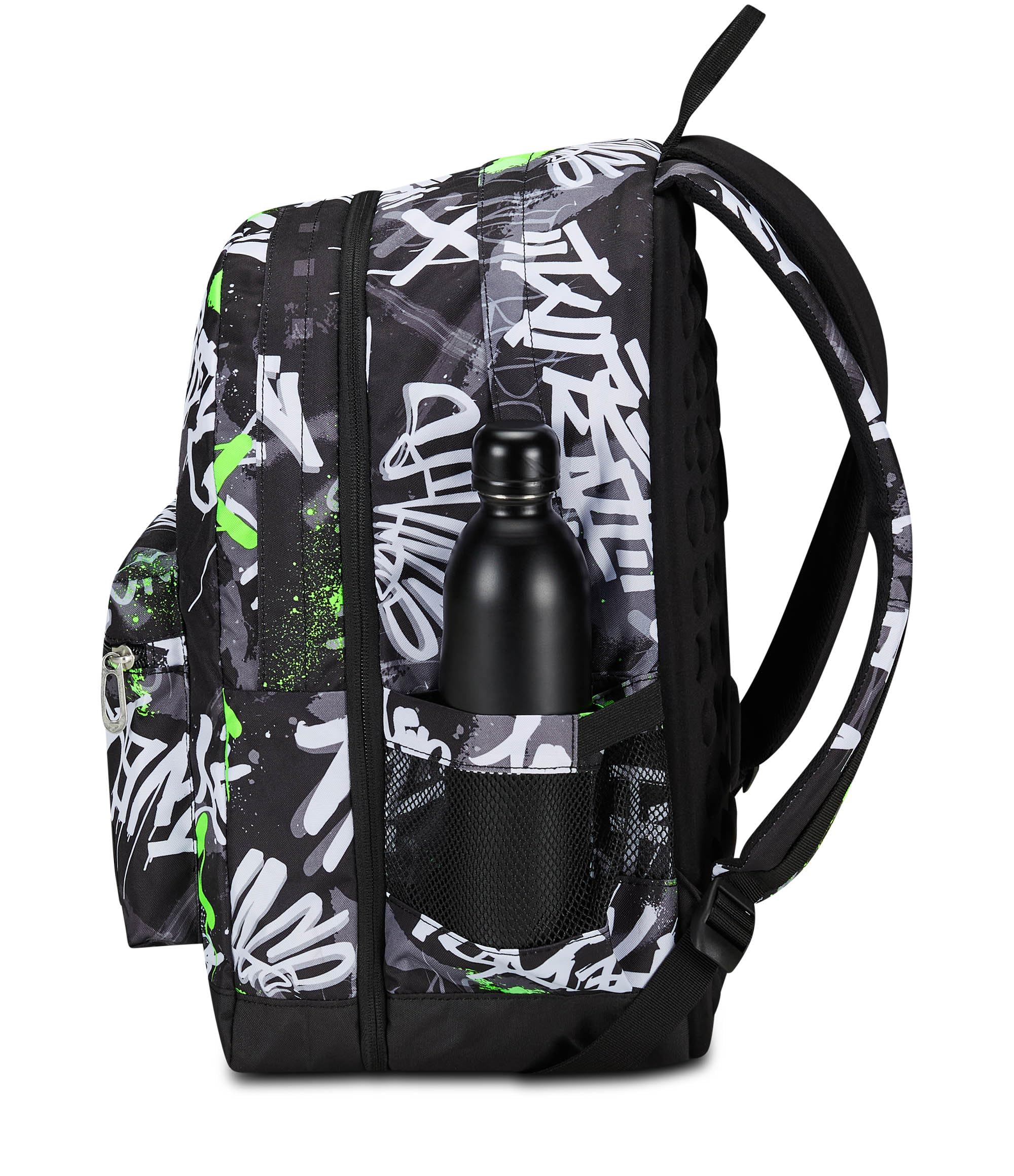 Seven Zaino Scuola Pro XXL Reversibile Detach The Double, Verde Nero, 3 Zaini in 1, Doppio Scomparto Con Auricolari Wireless, Tasca Porta PC e Tasca Porta Borraccia, Zaino Medie Superiori Ragazzo