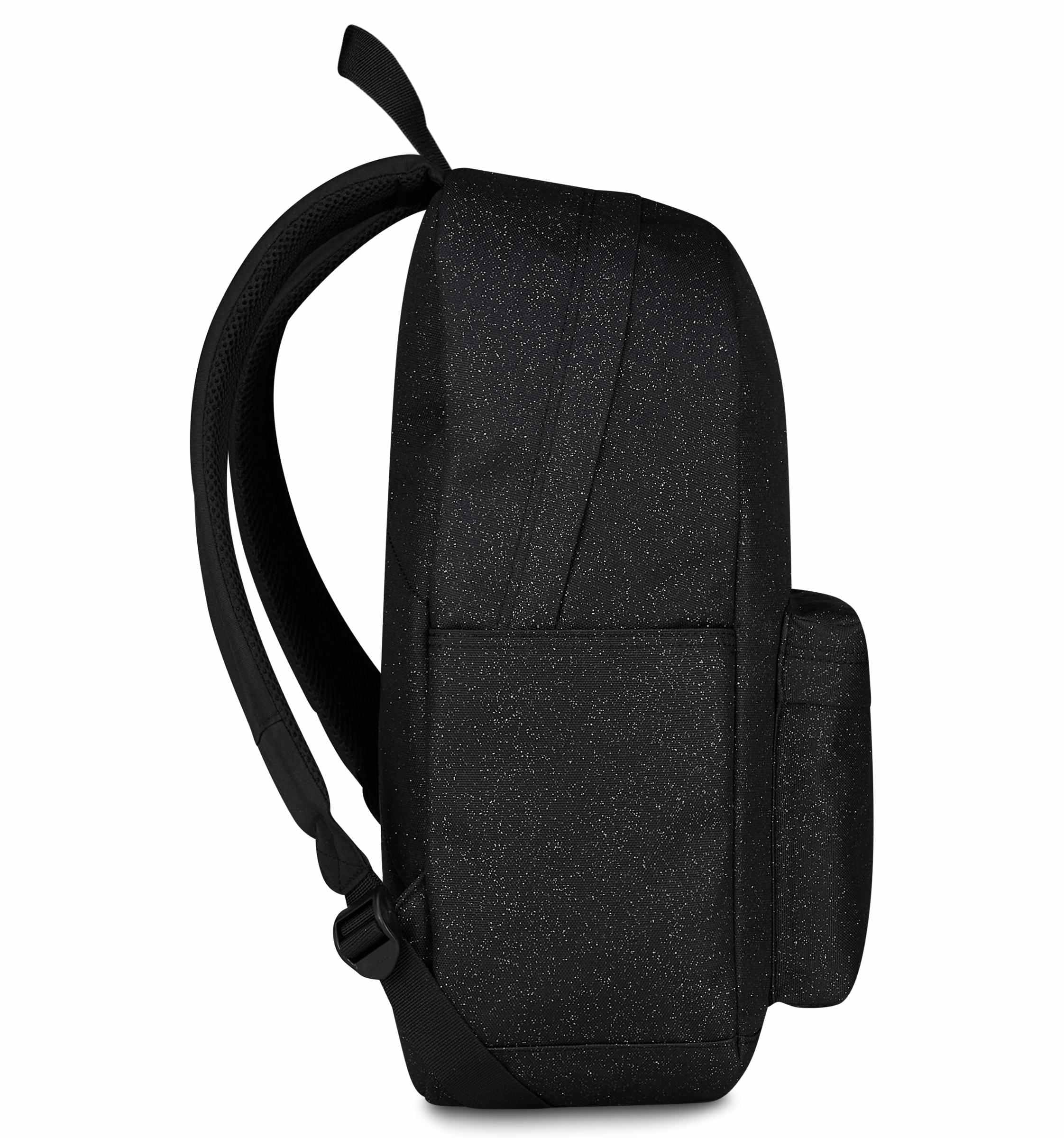 Invicta Zaino Scuola Carlson, Nero Scintillante, Mono Scomparto Con Tasca per PC e Tasca per Borraccia, 24 lt, Scuola Media e Superiore, Zaino Ragazza
