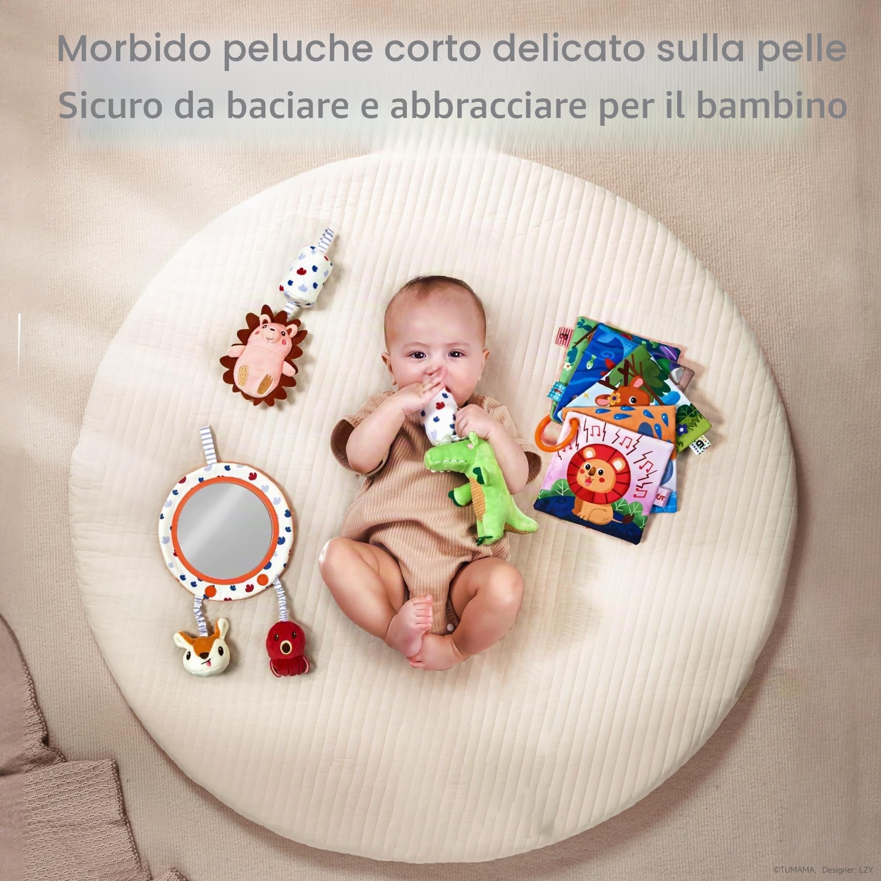 TUMAMA KIDS Giochi Neonato con Giocattoli per Passeggini, Specchio, Libro Morbido, Giochi Montessori Neonato 0-3-6 Mesi, Sensoriali Regalo Neonati Maschio Femmina