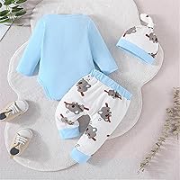 Vista 4 de Conjunto de body para bebé niña, traje para niños, algodón suave, cálido, cuello redondo, manga larga, cuello redondo, falda de koala de dibujos