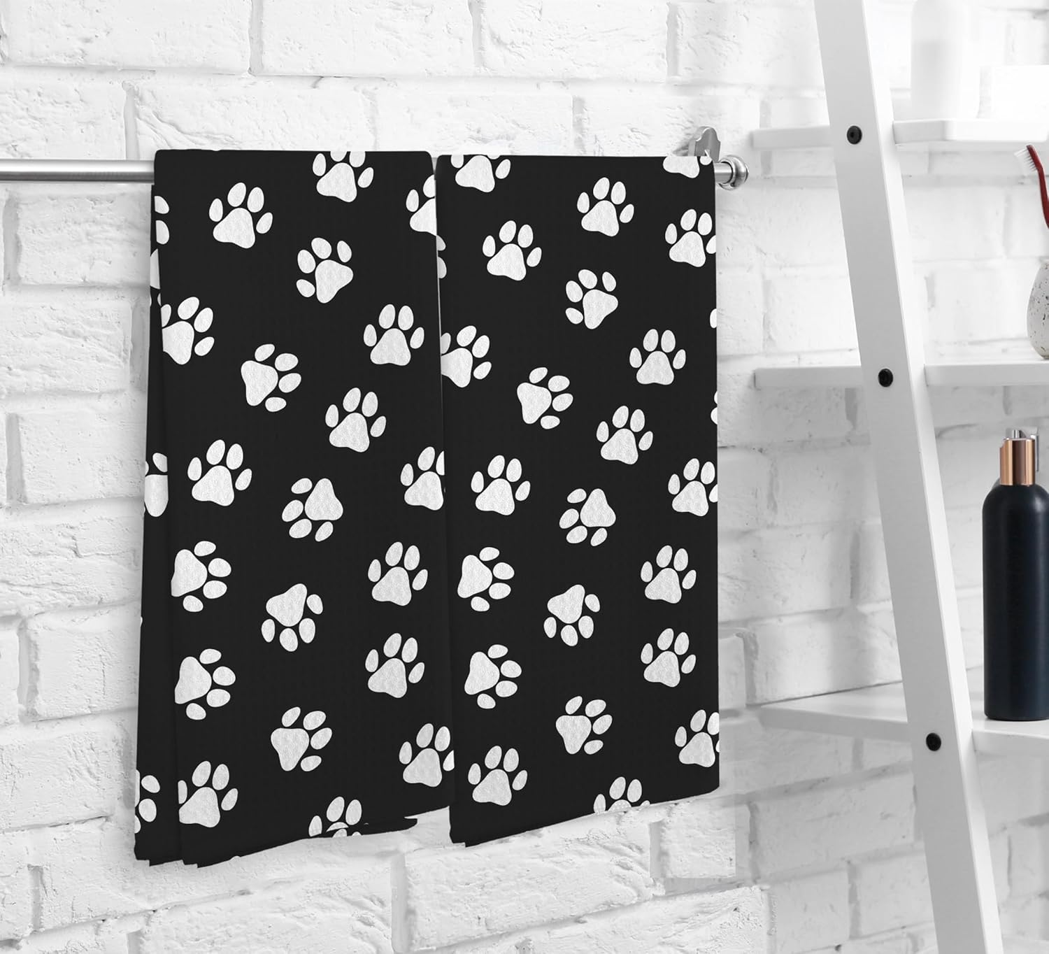 Dog Paws Kitchen and Dishcloths Set of 2, Black and White Hand Towels, Cute Paw Print Decorative Dish Towel, Gifts for Dog Lovers, 1624 Inch - Image 6