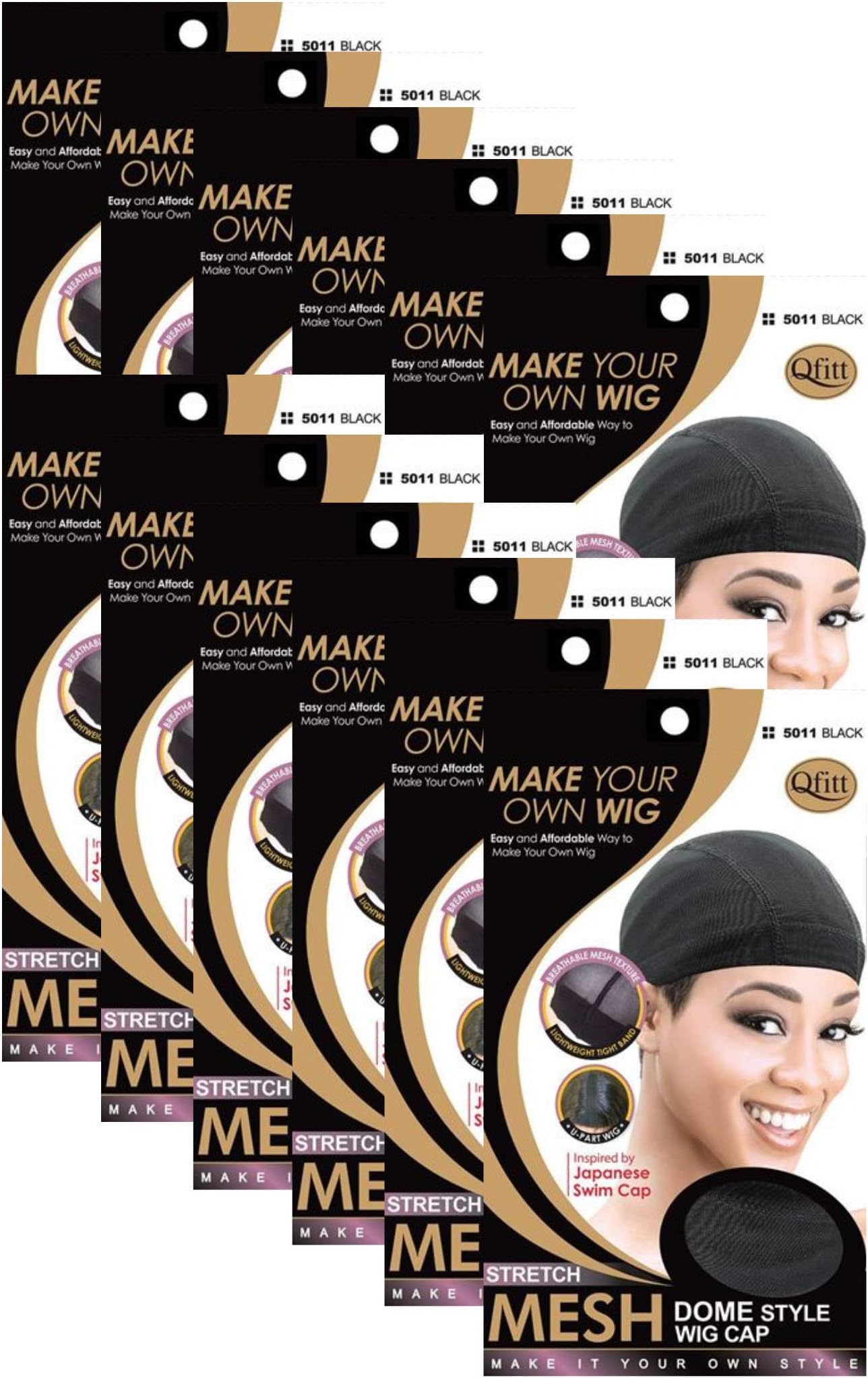 Qfitt (12 Pack) Mesh Dome Style Wig Cap #5011