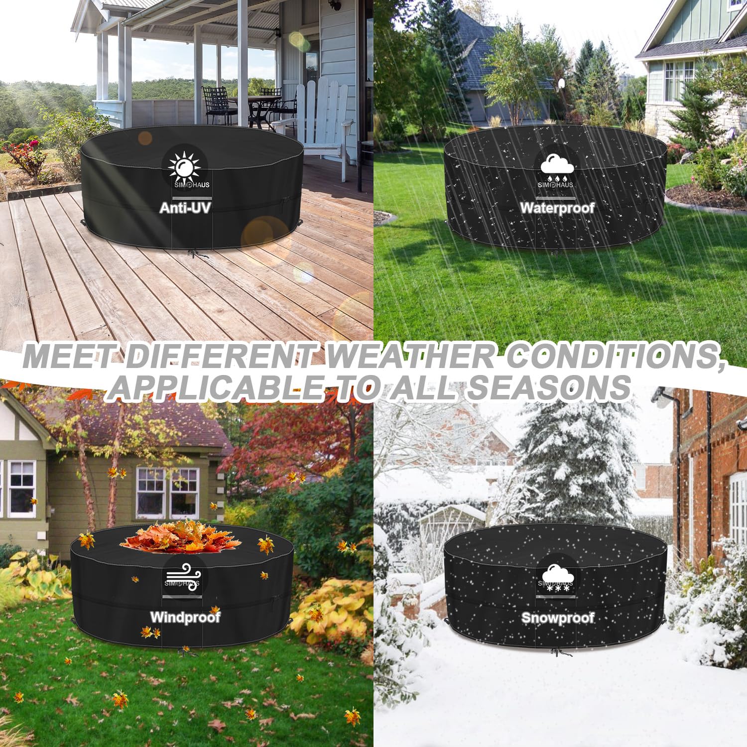 Copritavolo Rotondo da Esterno Copertura SPA Gonfiabile Telo rotondo Copri Mobili da Giardino Copritavolo Impermeabile Tessuto Oxford 420D Antivento Antipolvere Anti-UV Ø200x80cm