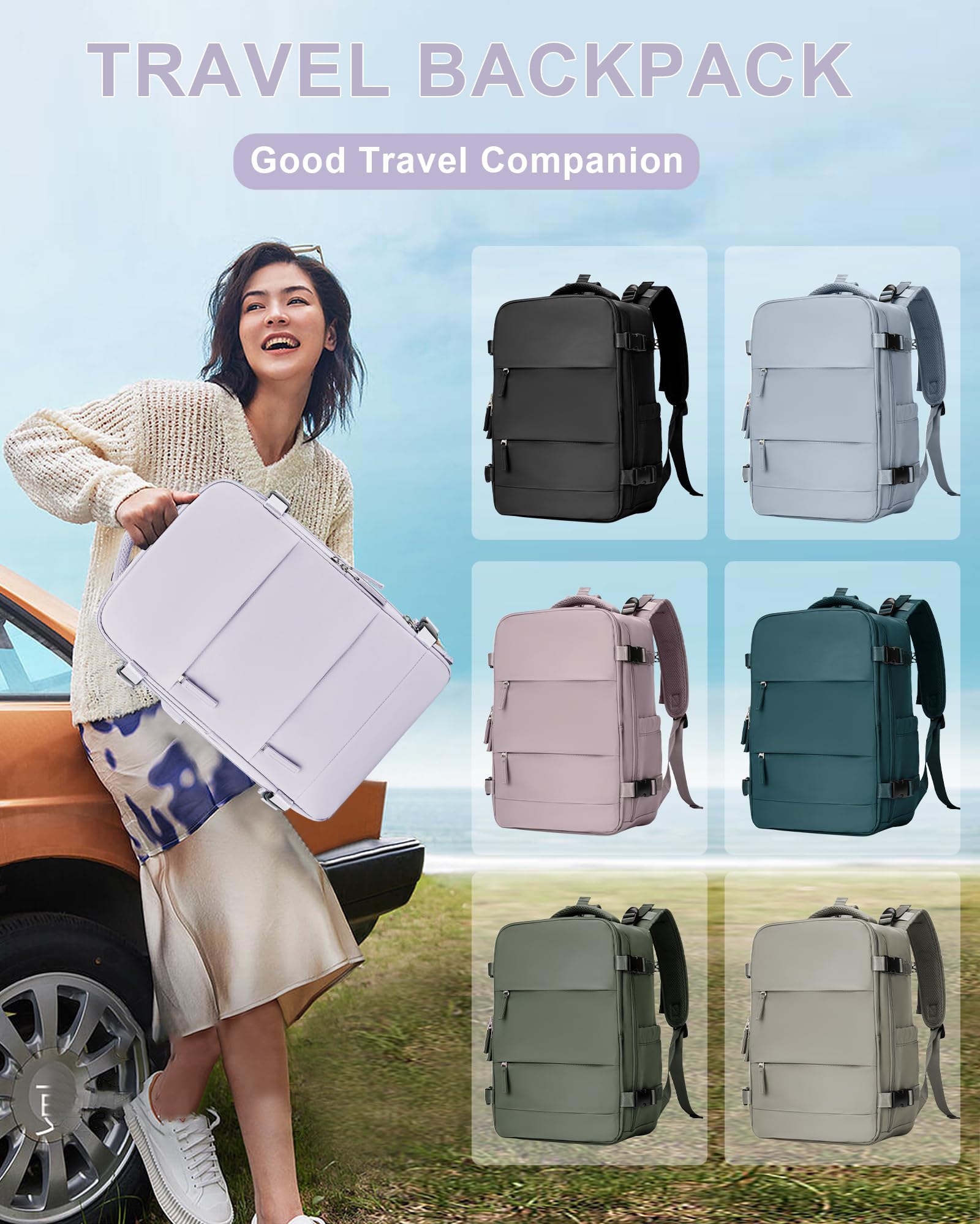 BJLFS Borse da Cabina per Ryanair 40x20x25 Bagaglio a Mano Zaino Borsa Zaino da Viaggio, Zaino da trekking,Zaino Easyjet 45x36x20,Zaino Casual per laptop da 14 pollici per scuola