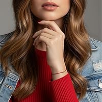 Vista 7 de Pulsera de oro macizo de 14 quilates con bola roja Delgada Joyería unisex de protección de la Cabalá con cierre Acentos de oro amarillo Talismán