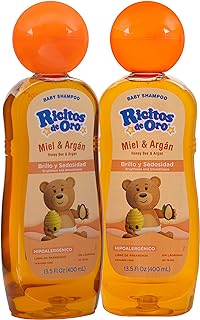 Ricitos de Oro Baby Shampoo Cleansing Shampoo with Natural Extract No more tears Hypoallergenic 2Pack of 13.5 FL Oz Bottles., White, Honey, 2 Count, (Pack of 2)