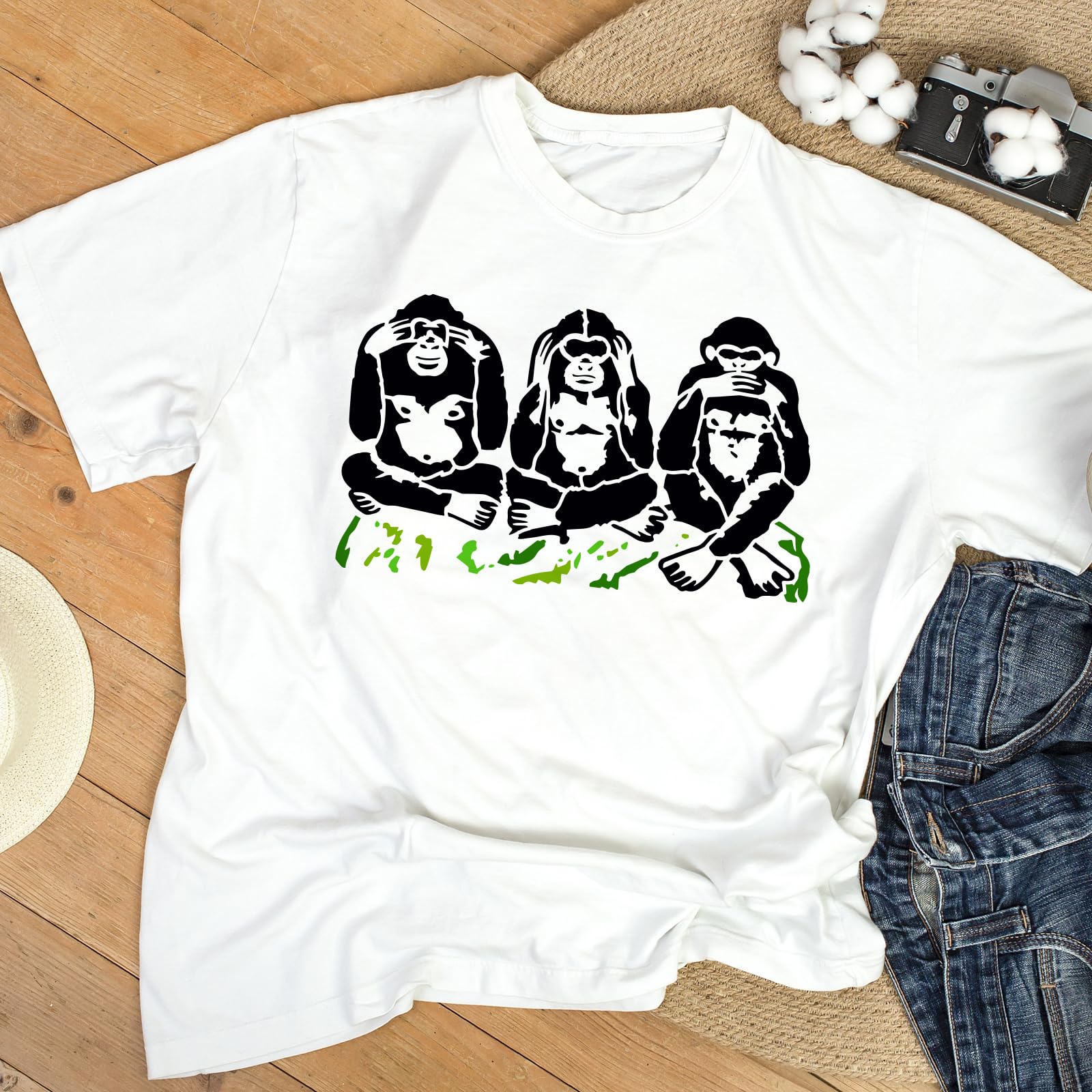 Amazon.com : FINGERINSPIRE Three Wise Monkeys Stencil 11.7x8.3inch