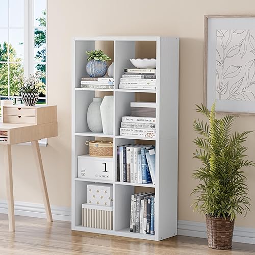 Miniatura 31 de Estantería organizadora de almacenamiento en forma de cubos, estantería decorativa de 3 niveles con respaldo abierto de 11 pulgadas con borde Roble